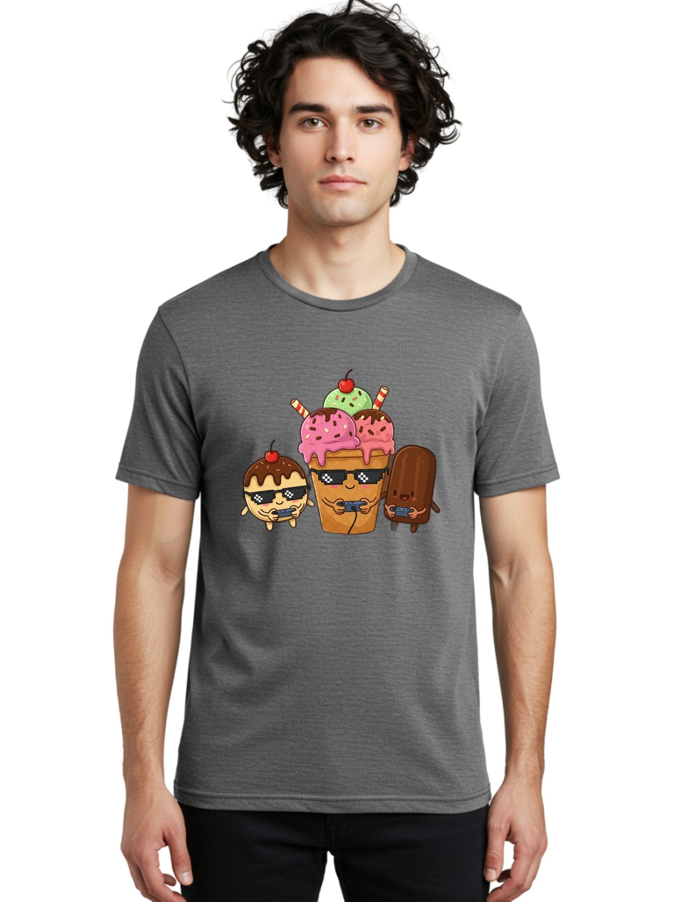 Cool-Ice-Cream-1 Men'S Graphic Tee, 100% Cotton, Comfortable Casual Summer Wear, Machine Washable, Cute Ice Cream Characters, Ice Cream Cone, Chocolate Chip Cookie Dough Ice Cream, Strawberry Ice Cream, Mint Chocolate Chip Ice Cream, Baa399 28