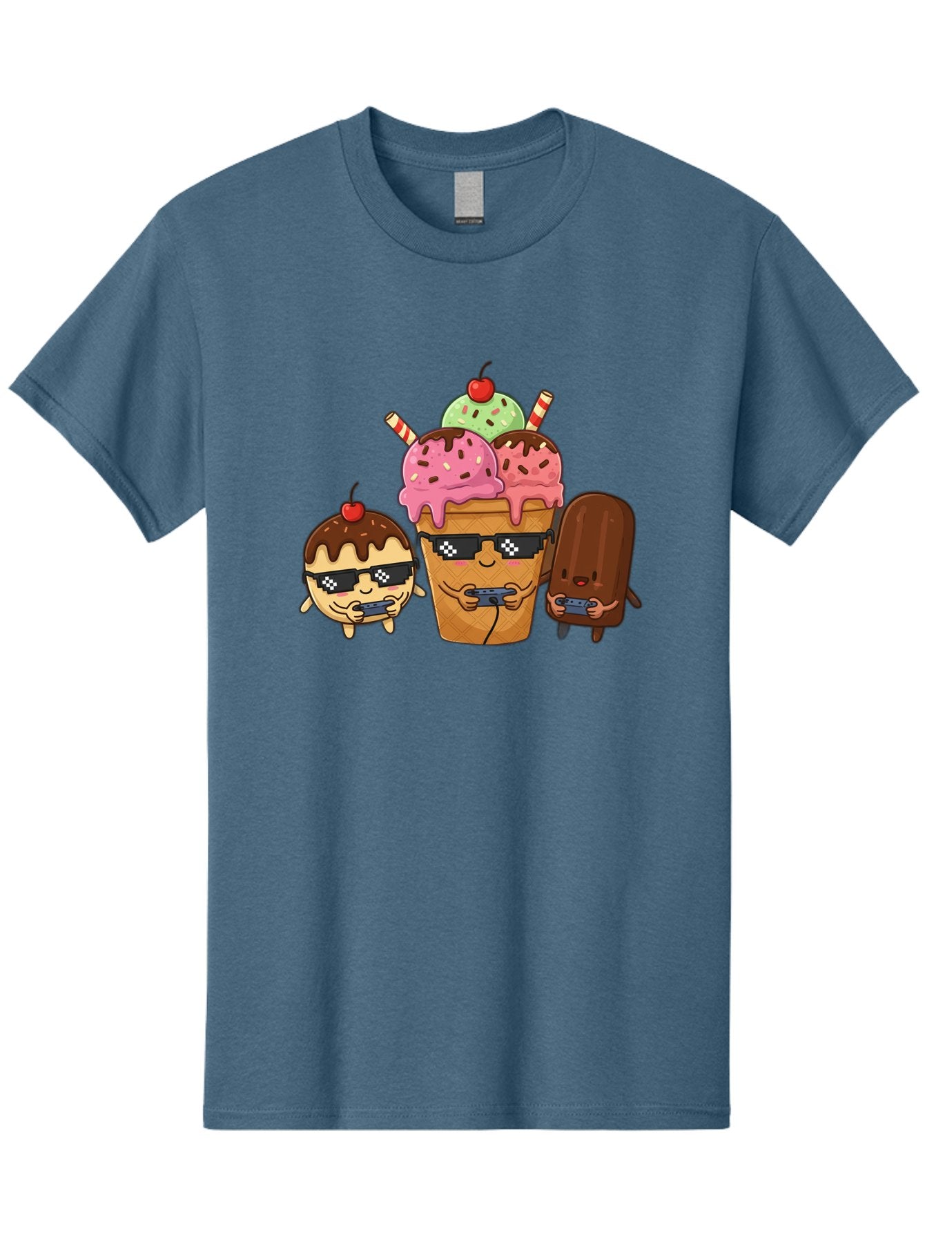 Cool-Ice-Cream-1 Men'S Graphic Tee, 100% Cotton, Comfortable Casual Summer Wear, Machine Washable, Cute Ice Cream Characters, Ice Cream Cone, Chocolate Chip Cookie Dough Ice Cream, Strawberry Ice Cream, Mint Chocolate Chip Ice Cream, Baa399 15