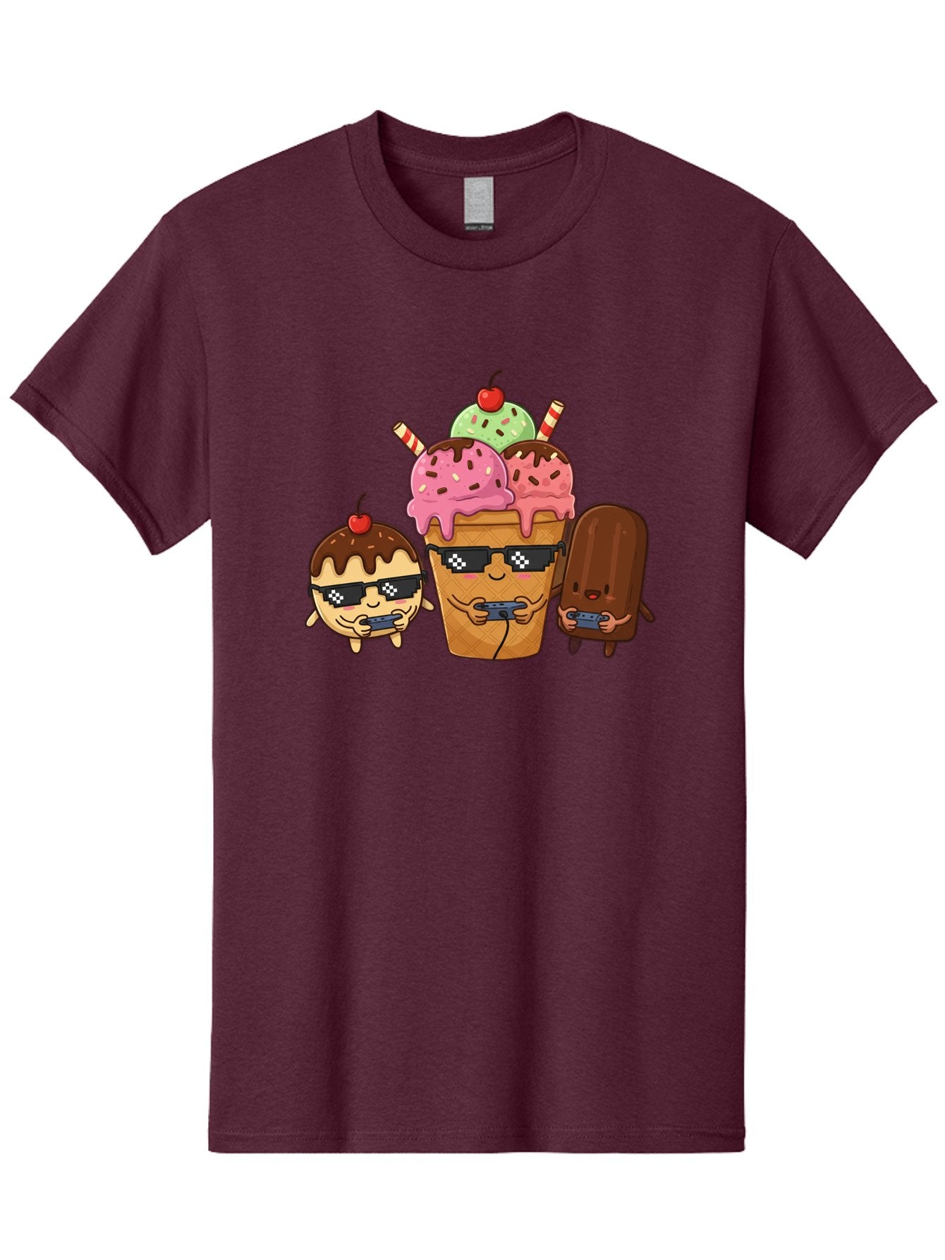 Cool-Ice-Cream-1 Men'S Graphic Tee, 100% Cotton, Comfortable Casual Summer Wear, Machine Washable, Cute Ice Cream Characters, Ice Cream Cone, Chocolate Chip Cookie Dough Ice Cream, Strawberry Ice Cream, Mint Chocolate Chip Ice Cream, Baa399 8