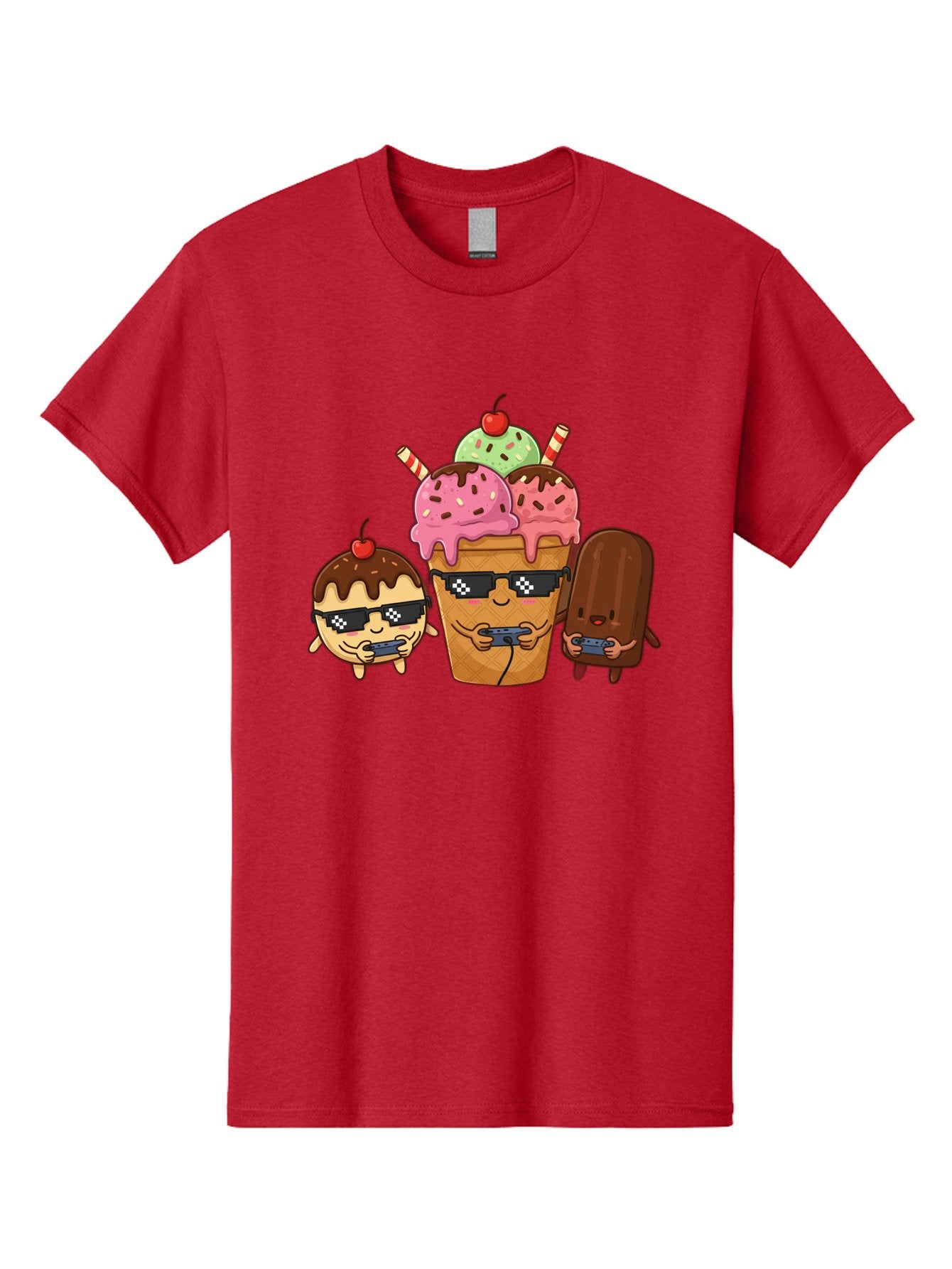 Cool-Ice-Cream-1 Men'S Graphic Tee, 100% Cotton, Comfortable Casual Summer Wear, Machine Washable, Cute Ice Cream Characters, Ice Cream Cone, Chocolate Chip Cookie Dough Ice Cream, Strawberry Ice Cream, Mint Chocolate Chip Ice Cream, Baa399 13