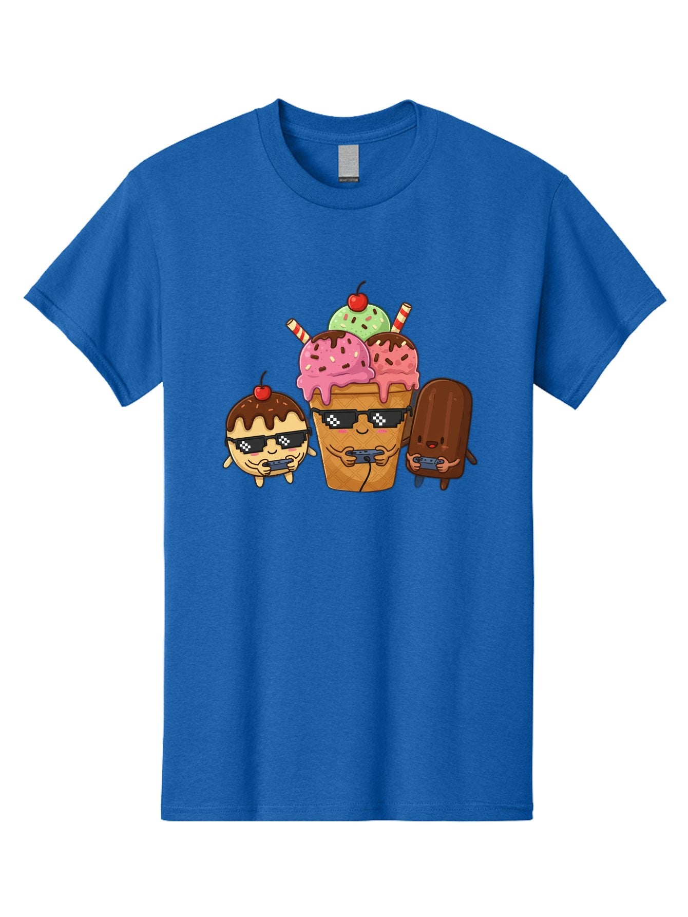 Cool-Ice-Cream-1 Men'S Graphic Tee, 100% Cotton, Comfortable Casual Summer Wear, Machine Washable, Cute Ice Cream Characters, Ice Cream Cone, Chocolate Chip Cookie Dough Ice Cream, Strawberry Ice Cream, Mint Chocolate Chip Ice Cream, Baa399 14