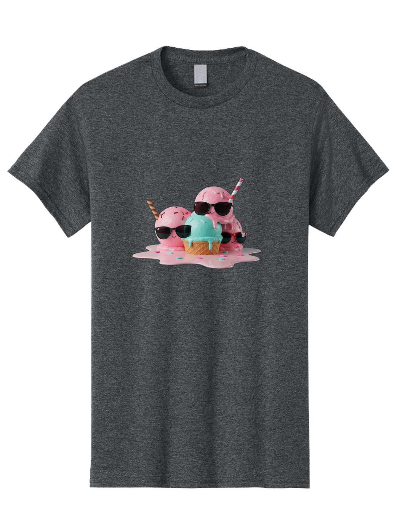Cool-Ice-Cream Men'S Graphic Tee, 100% Cotton, Comfortable Casual Summer Wear, Machine Washable, Cool Ice Cream, Sunglasses, Pink Ice Cream, Melting Ice Cream, Blue Ice Cream, Sprinkles, Summer Treat, Sweet Dessert, Fun Snack, Cold Treat, Baa403 14