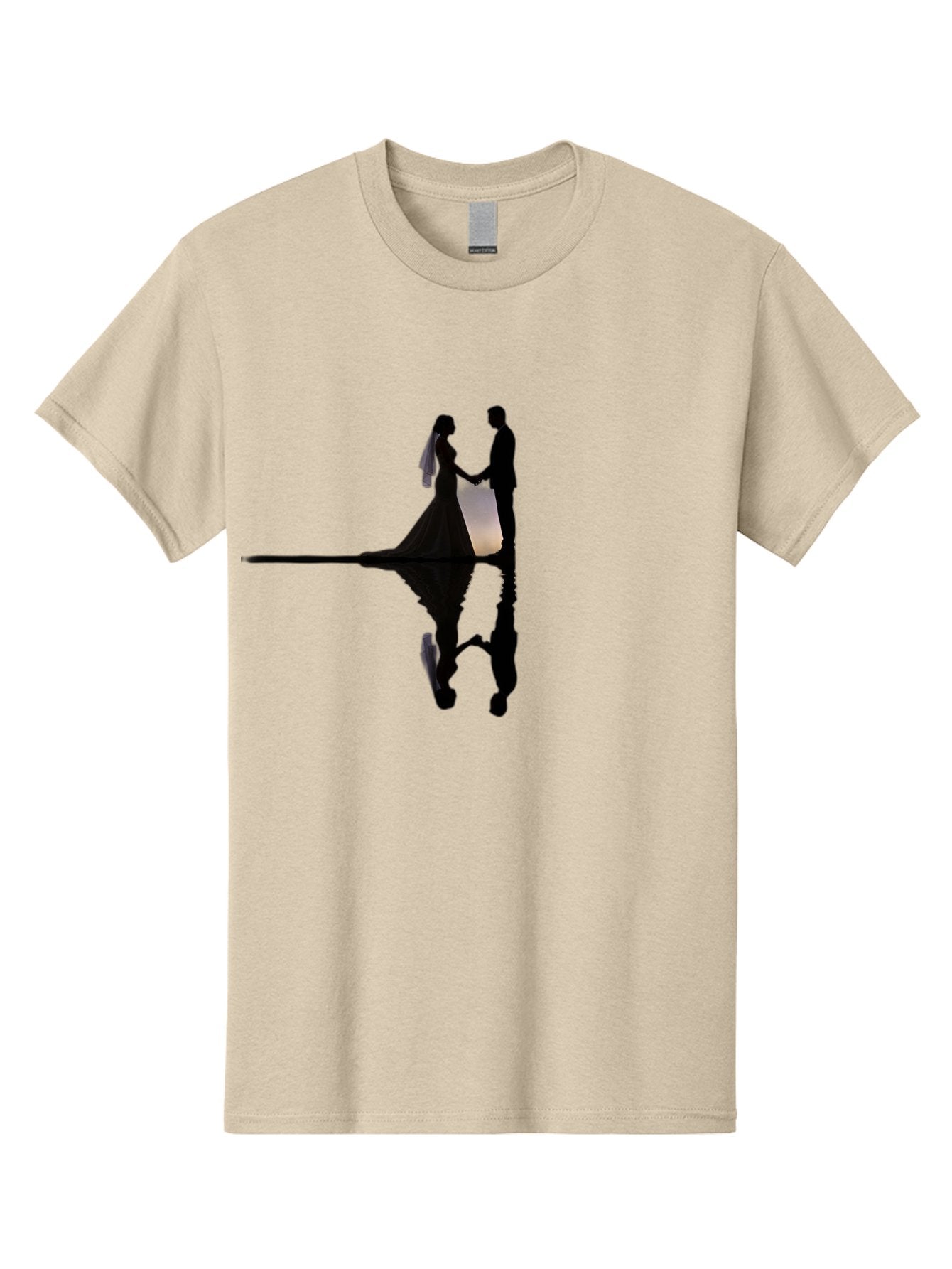 Couple-Silhouette-1 Men'S Graphic Tee, 100% Cotton, Comfortable Casual Summer Wear, Machine Washable, Couple Holding Hands, Romantic Love, Wedding Vows, Couple'S Unity, Hand In Hand, Love Forever, Together Forever, Silhouette Art Baa406 3