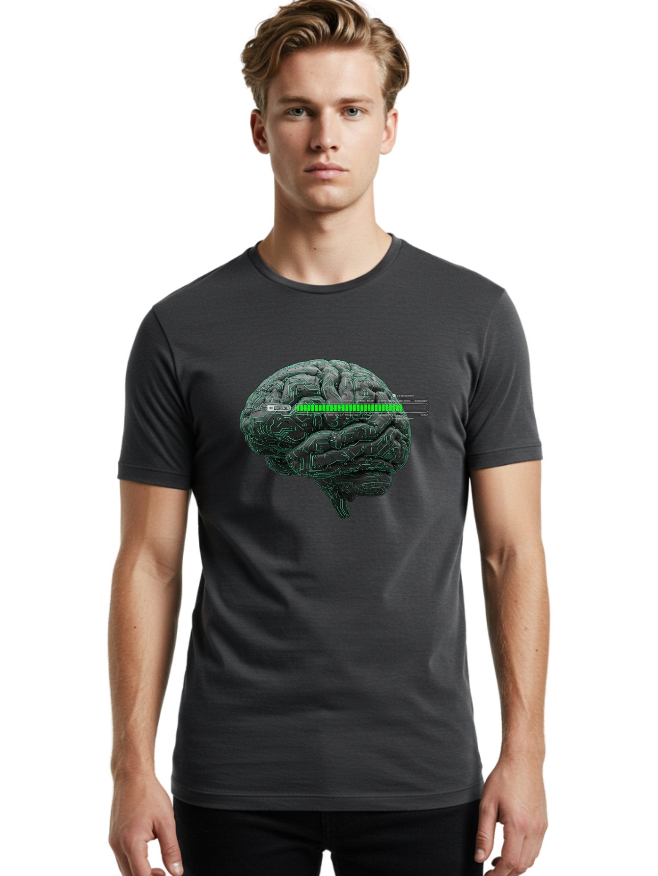 Cpu-Brain Men'S Graphic Tee, 100% Cotton, Comfortable Casual Summer Wear, Machine Washable, Human Brain, Circuit Board, Technology Integration, Futuristic Design, Artificial Intelligence, Neuroscience, Me Grown, Tech Meets Biology Baa409 23