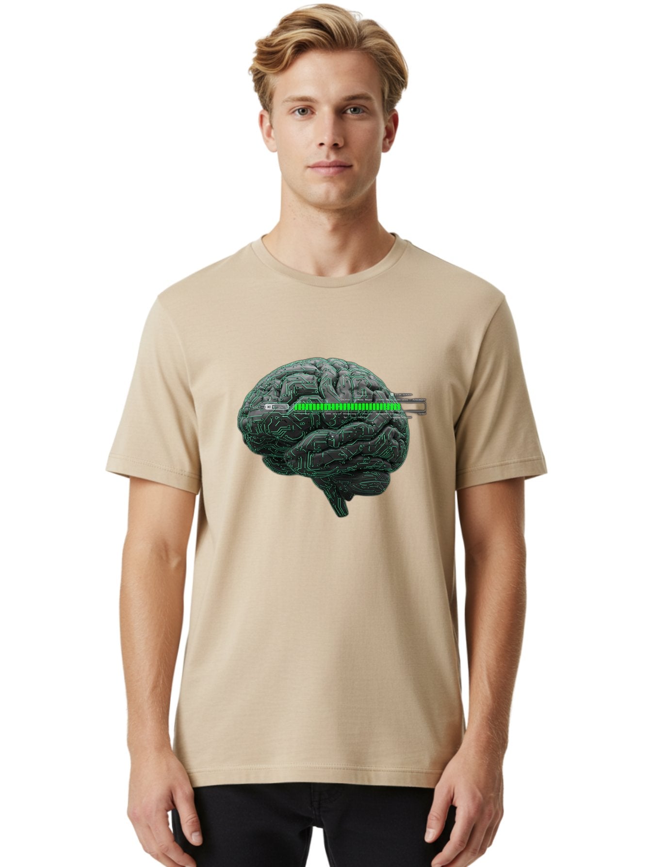 Cpu-Brain Men'S Graphic Tee, 100% Cotton, Comfortable Casual Summer Wear, Machine Washable, Human Brain, Circuit Board, Technology Integration, Futuristic Design, Artificial Intelligence, Neuroscience, Me Grown, Tech Meets Biology Baa409 28