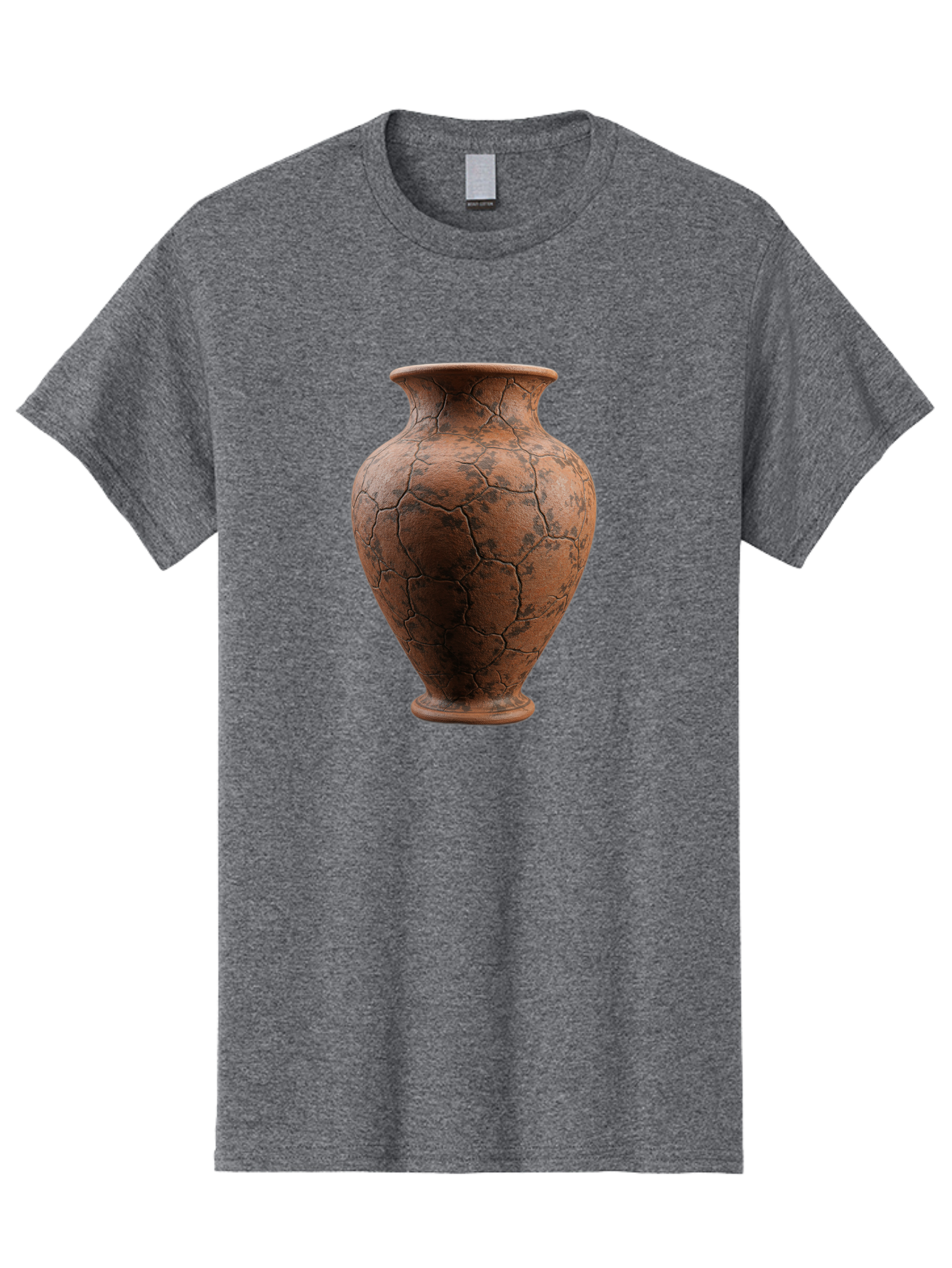 Cracked-Clay-Vase Men'S Graphic Tee, 100% Cotton, Comfortable Casual Summer Wear, Machine Washable, Vintage Vase, Terracotta Pot, Cracked Earthy Texture, Rustic Decor, Aged Pottery, Earthy Tones, Distressed Finish, Antique Style, Ceramic Art Baa410 25