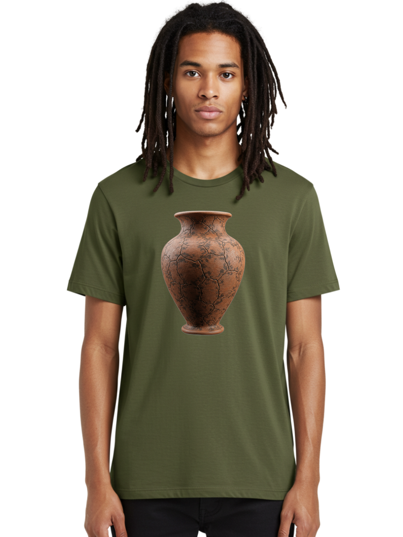 Cracked-Clay-Vase Men'S Graphic Tee, 100% Cotton, Comfortable Casual Summer Wear, Machine Washable, Vintage Vase, Terracotta Pot, Cracked Earthy Texture, Rustic Decor, Aged Pottery, Earthy Tones, Distressed Finish, Antique Style, Ceramic Art Baa410 8