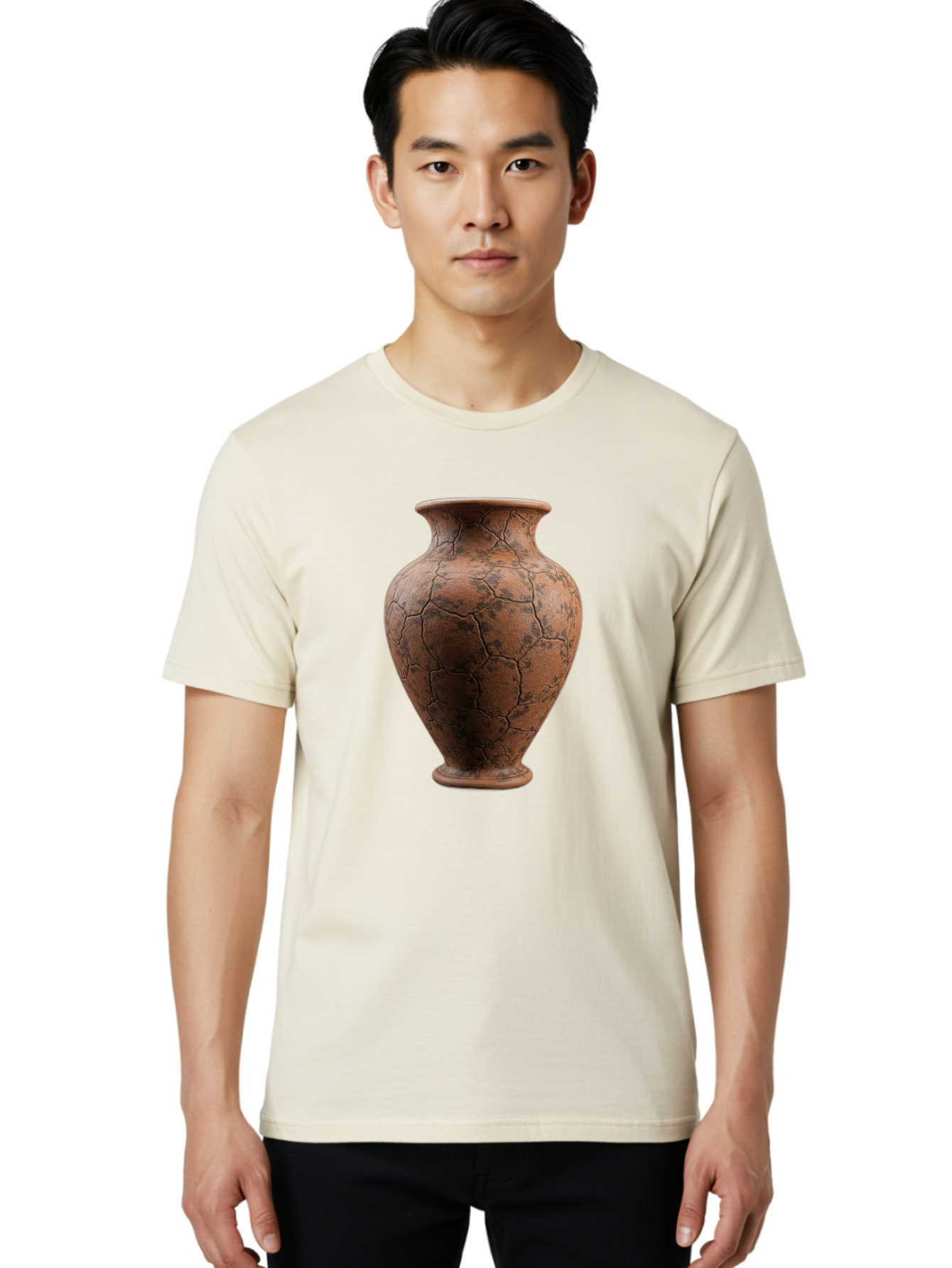 Cracked-Clay-Vase Men'S Graphic Tee, 100% Cotton, Comfortable Casual Summer Wear, Machine Washable, Vintage Vase, Terracotta Pot, Cracked Earthy Texture, Rustic Decor, Aged Pottery, Earthy Tones, Distressed Finish, Antique Style, Ceramic Art Baa410 22