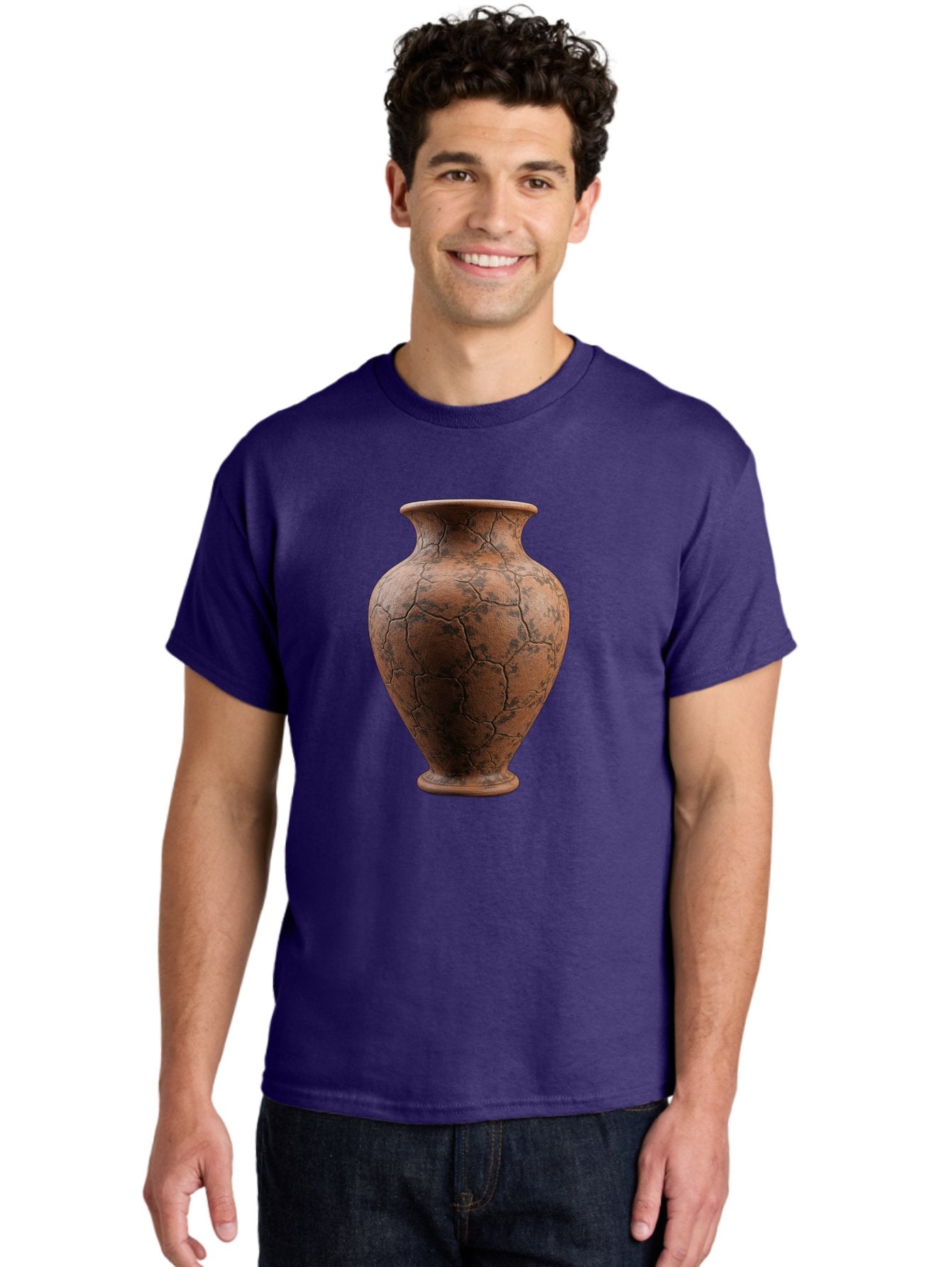Cracked-Clay-Vase Men'S Graphic Tee, 100% Cotton, Comfortable Casual Summer Wear, Machine Washable, Vintage Vase, Terracotta Pot, Cracked Earthy Texture, Rustic Decor, Aged Pottery, Earthy Tones, Distressed Finish, Antique Style, Ceramic Art Baa410 30