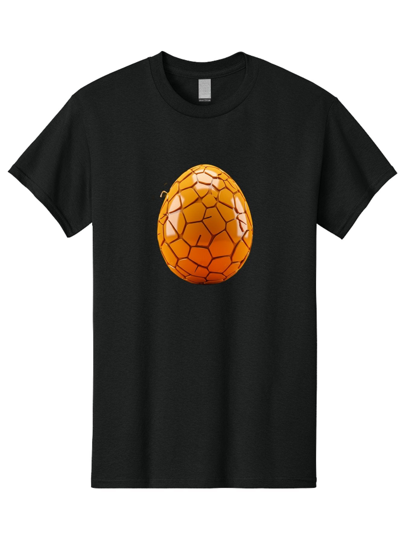 Cracked-Golden-Egg Men'S Graphic Tee, 100% Cotton, Comfortable Casual Summer Wear, Machine Washable, Soccer Ball Texture, Egg Shape, Golden Color, Shiny Surface, Geometric Pattern, Sporty Design, Unique Fusion, Easter Egg Inspiration, Baa411