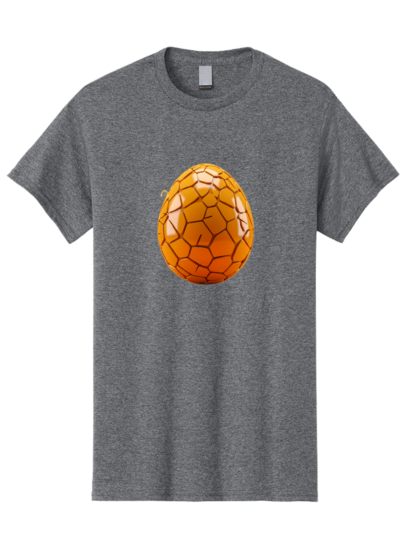 Cracked-Golden-Egg Men'S Graphic Tee, 100% Cotton, Comfortable Casual Summer Wear, Machine Washable, Soccer Ball Texture, Egg Shape, Golden Color, Shiny Surface, Geometric Pattern, Sporty Design, Unique Fusion, Easter Egg Inspiration, Baa411