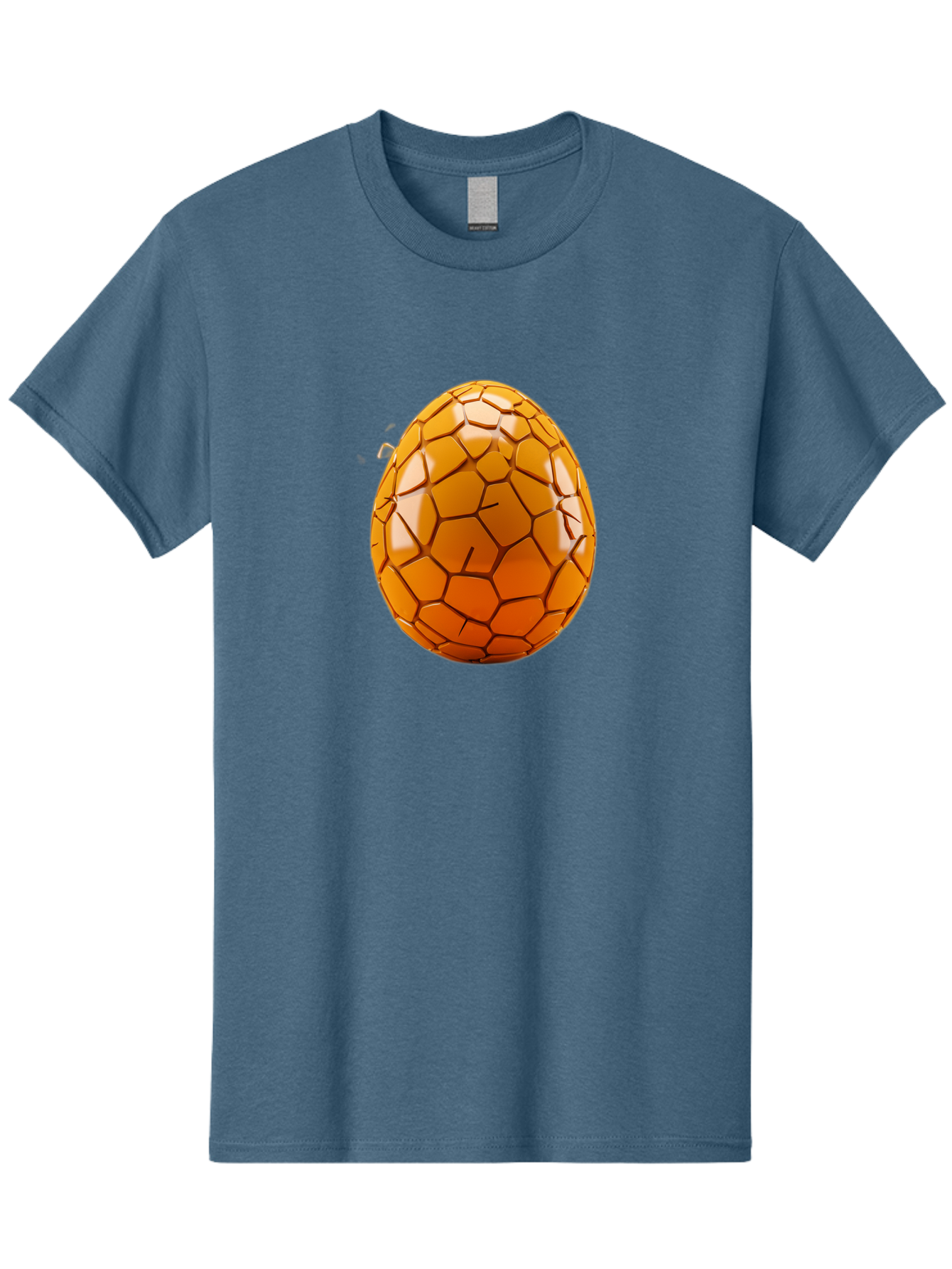 Cracked-Golden-Egg Men'S Graphic Tee, 100% Cotton, Comfortable Casual Summer Wear, Machine Washable, Soccer Ball Texture, Egg Shape, Golden Color, Shiny Surface, Geometric Pattern, Sporty Design, Unique Fusion, Easter Egg Inspiration, Baa411 13