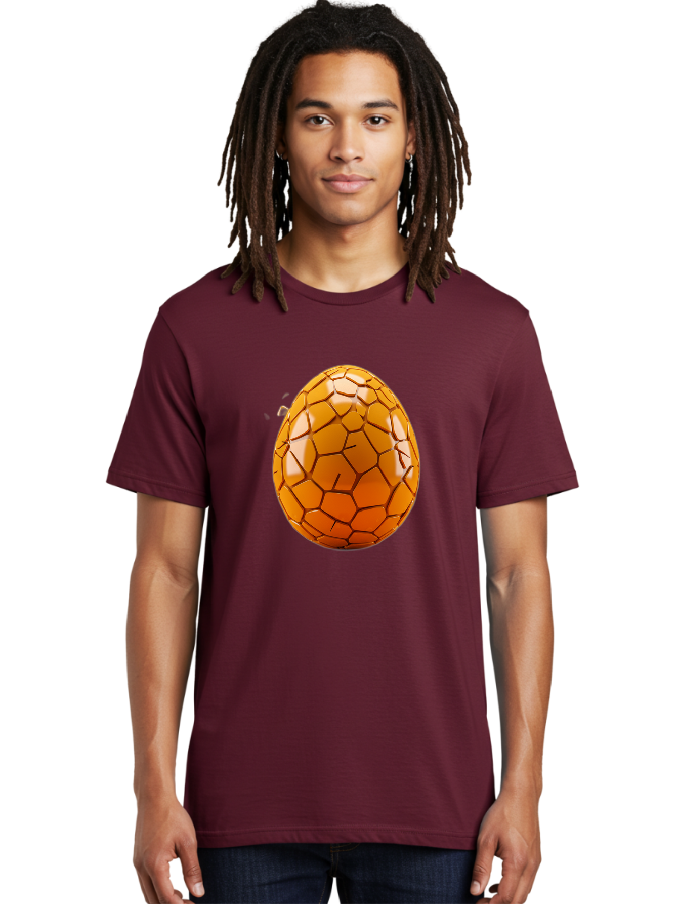 Cracked-Golden-Egg Men'S Graphic Tee, 100% Cotton, Comfortable Casual Summer Wear, Machine Washable, Soccer Ball Texture, Egg Shape, Golden Color, Shiny Surface, Geometric Pattern, Sporty Design, Unique Fusion, Easter Egg Inspiration, Baa411 28