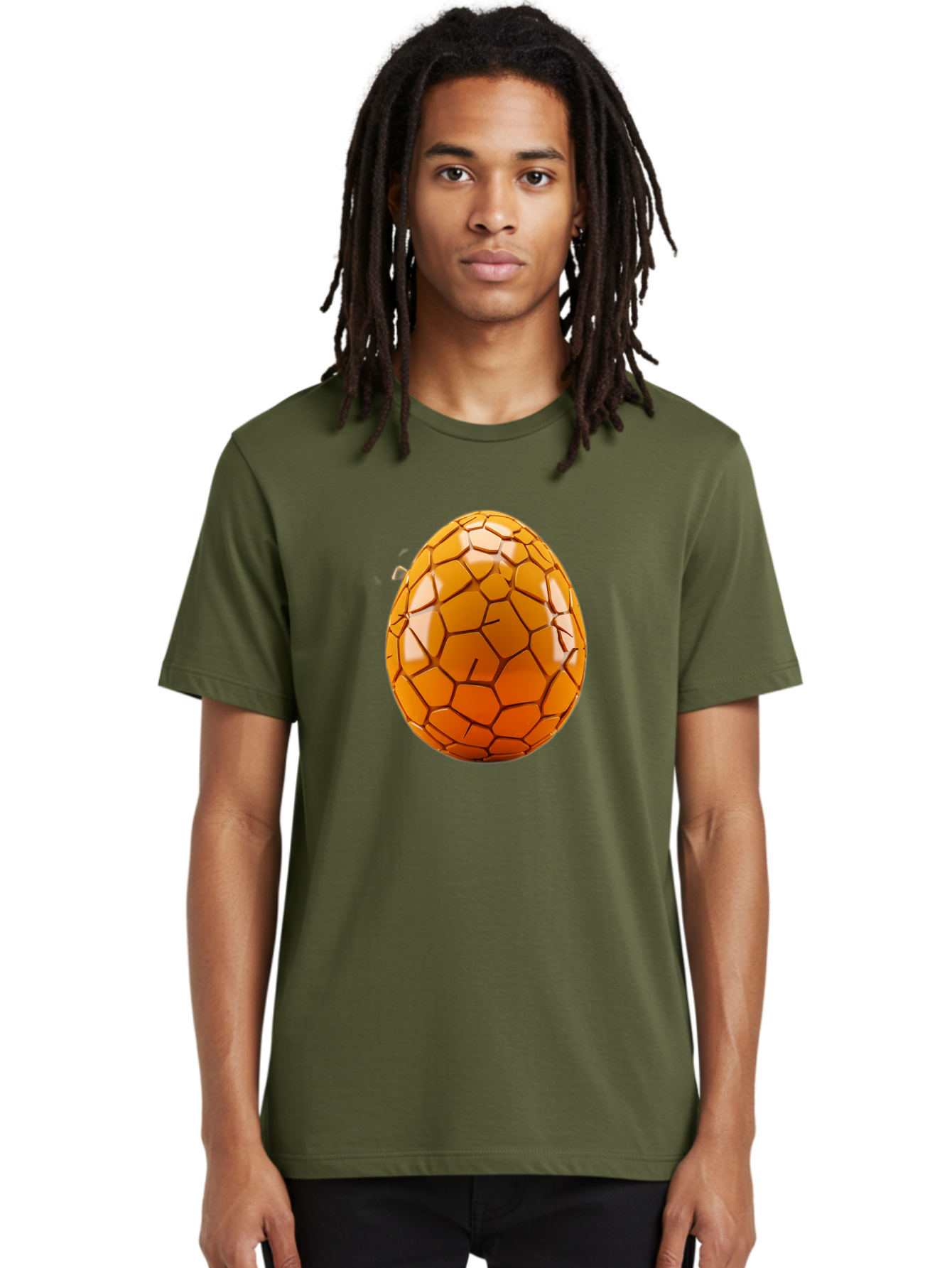 Cracked-Golden-Egg Men'S Graphic Tee, 100% Cotton, Comfortable Casual Summer Wear, Machine Washable, Soccer Ball Texture, Egg Shape, Golden Color, Shiny Surface, Geometric Pattern, Sporty Design, Unique Fusion, Easter Egg Inspiration, Baa411 18