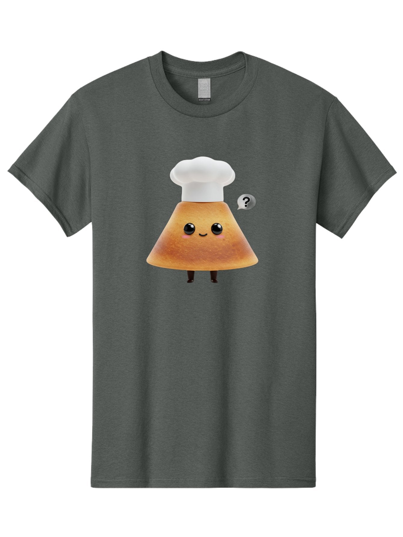 Crepe-Character Men'S Graphic Tee, 100% Cotton, Comfortable Casual Summer Wear, Machine Washable, Cartoon Beignet, Chef Hat, Adorable Character, Questioning Expression, Culinary Delight, Sweet Treat, Funny Illustration, Black Eyes, Baa413 6