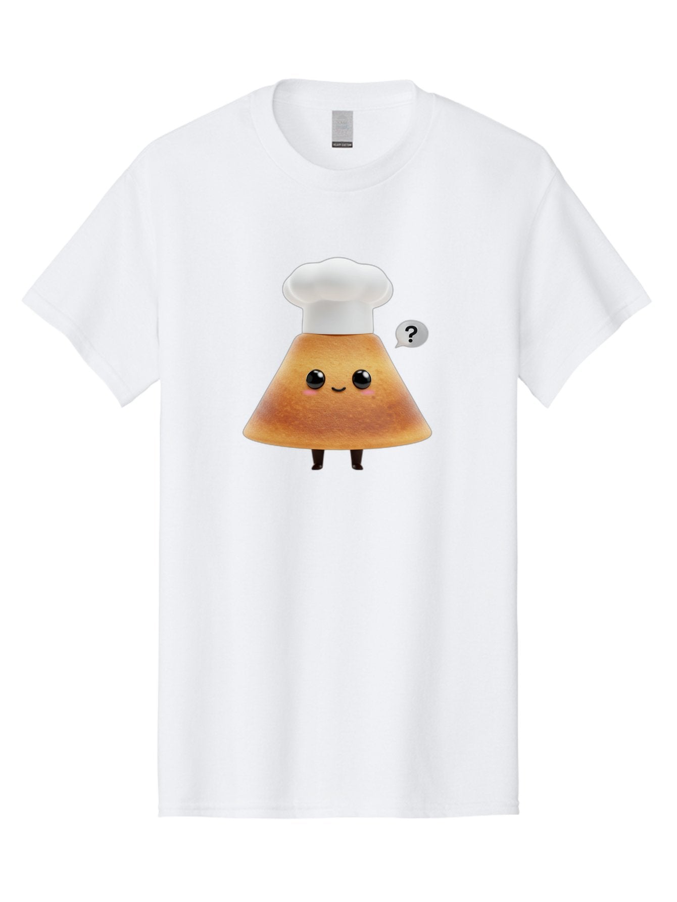 Crepe-Character Men'S Graphic Tee, 100% Cotton, Comfortable Casual Summer Wear, Machine Washable, Cartoon Beignet, Chef Hat, Adorable Character, Questioning Expression, Culinary Delight, Sweet Treat, Funny Illustration, Black Eyes, Baa413 15