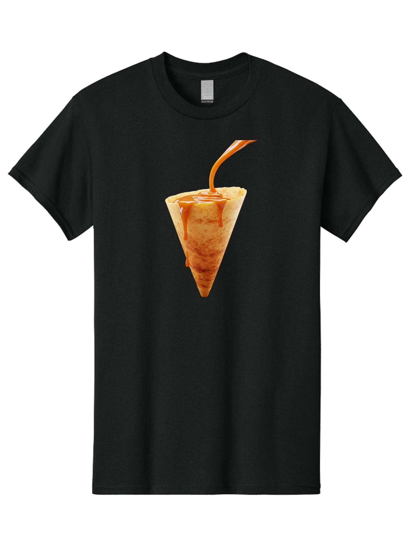 Crepe-With-Caramel-Sauce Men'S Graphic Tee, 100% Cotton, Comfortable Casual Summer Wear, Machine Washable, Caramel Sauce, Crepe, Sweet Treat, Dessert, Creamy Topping, Indulgent, French Cuisine, Caramel Drizzle, Pastry Baa415 12