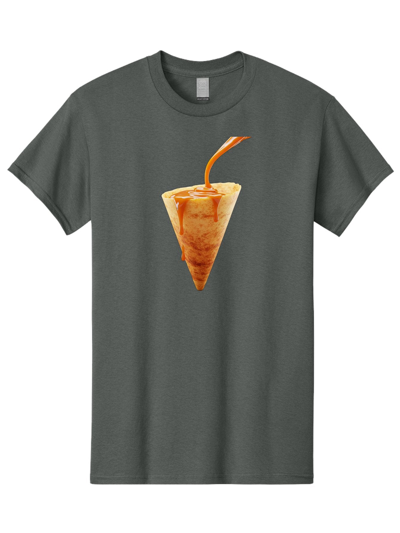 Crepe-With-Caramel-Sauce Men'S Graphic Tee, 100% Cotton, Comfortable Casual Summer Wear, Machine Washable, Caramel Sauce, Crepe, Sweet Treat, Dessert, Creamy Topping, Indulgent, French Cuisine, Caramel Drizzle, Pastry Baa415 10