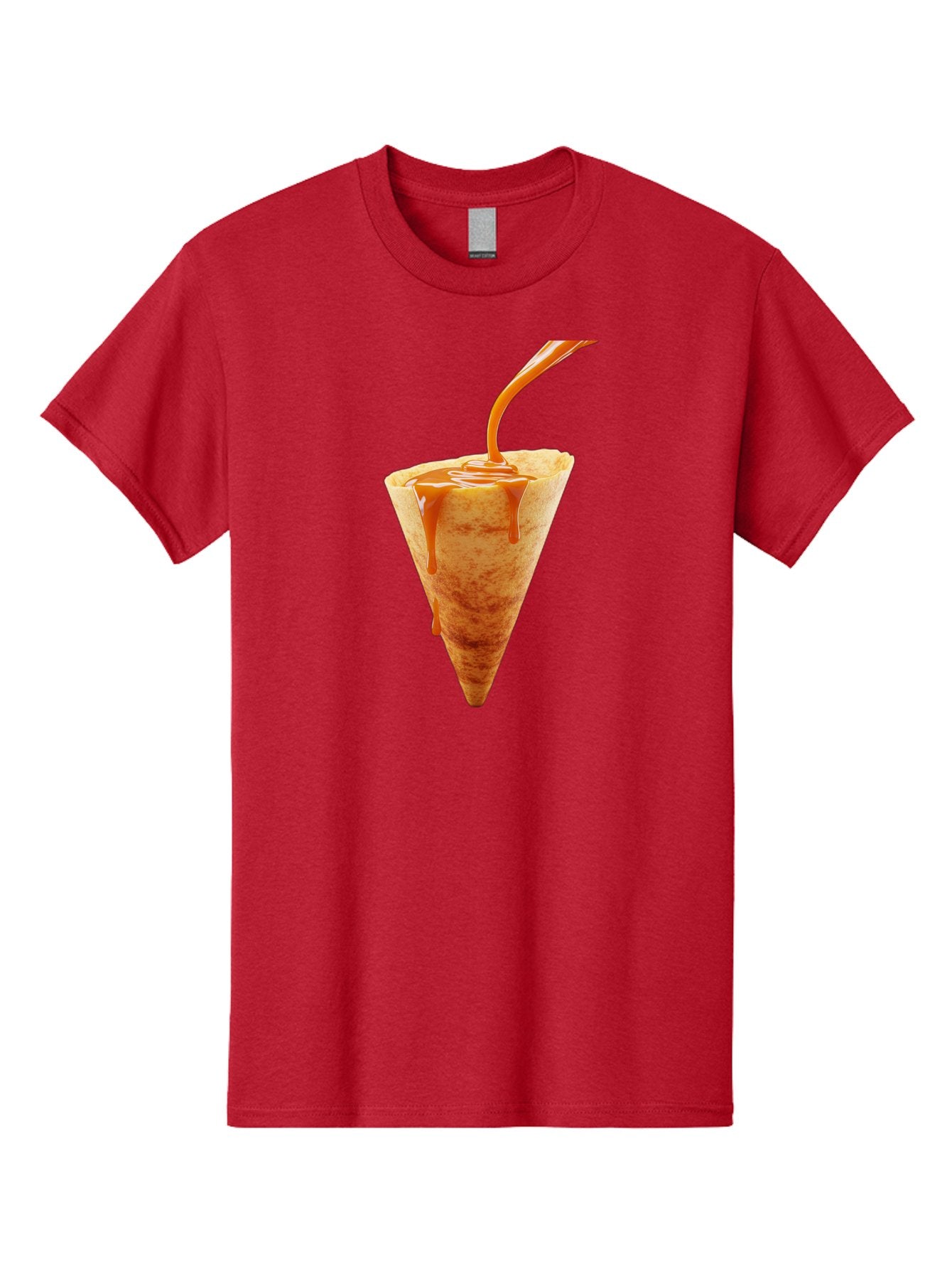 Crepe-With-Caramel-Sauce Men'S Graphic Tee, 100% Cotton, Comfortable Casual Summer Wear, Machine Washable, Caramel Sauce, Crepe, Sweet Treat, Dessert, Creamy Topping, Indulgent, French Cuisine, Caramel Drizzle, Pastry Baa415