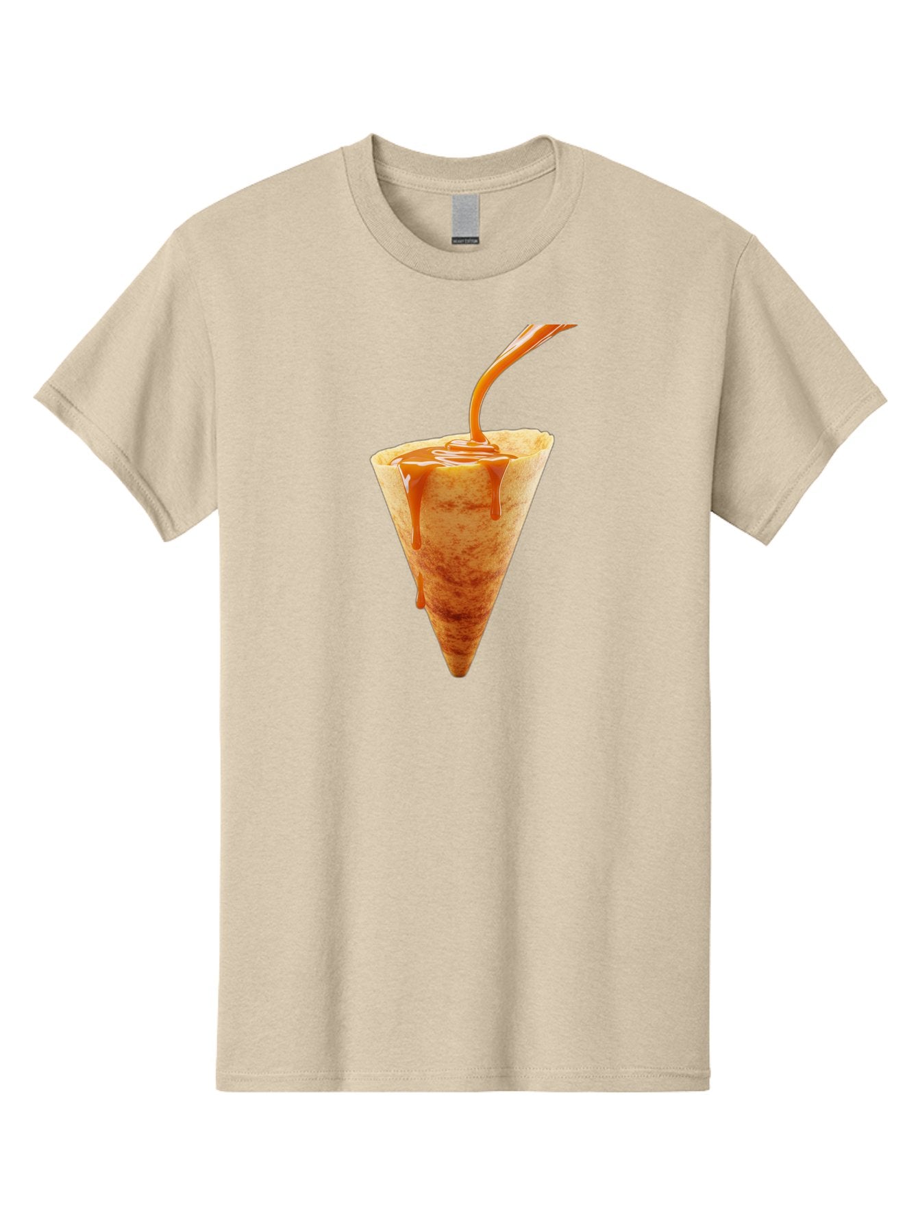 Crepe-With-Caramel-Sauce Men'S Graphic Tee, 100% Cotton, Comfortable Casual Summer Wear, Machine Washable, Caramel Sauce, Crepe, Sweet Treat, Dessert, Creamy Topping, Indulgent, French Cuisine, Caramel Drizzle, Pastry Baa415 3