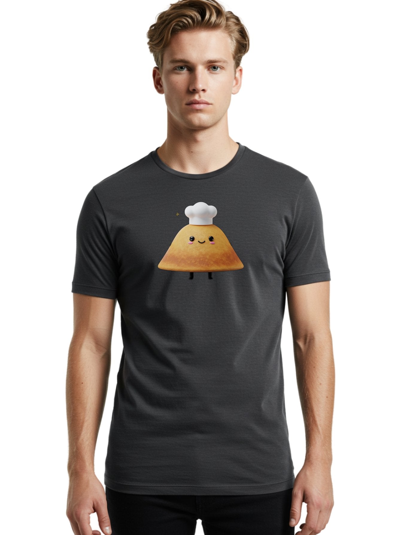Crepe Men'S Graphic Tee, 100% Cotton, Comfortable Casual Summer Wear, Machine Washable, Crepe With Chef Hat, Cartoon Food, Adorable Character, Smiling Face, Cute Animation, French Cuisine, Sweet Treat, Foodie Fun, Animated Delight, Baa416 23