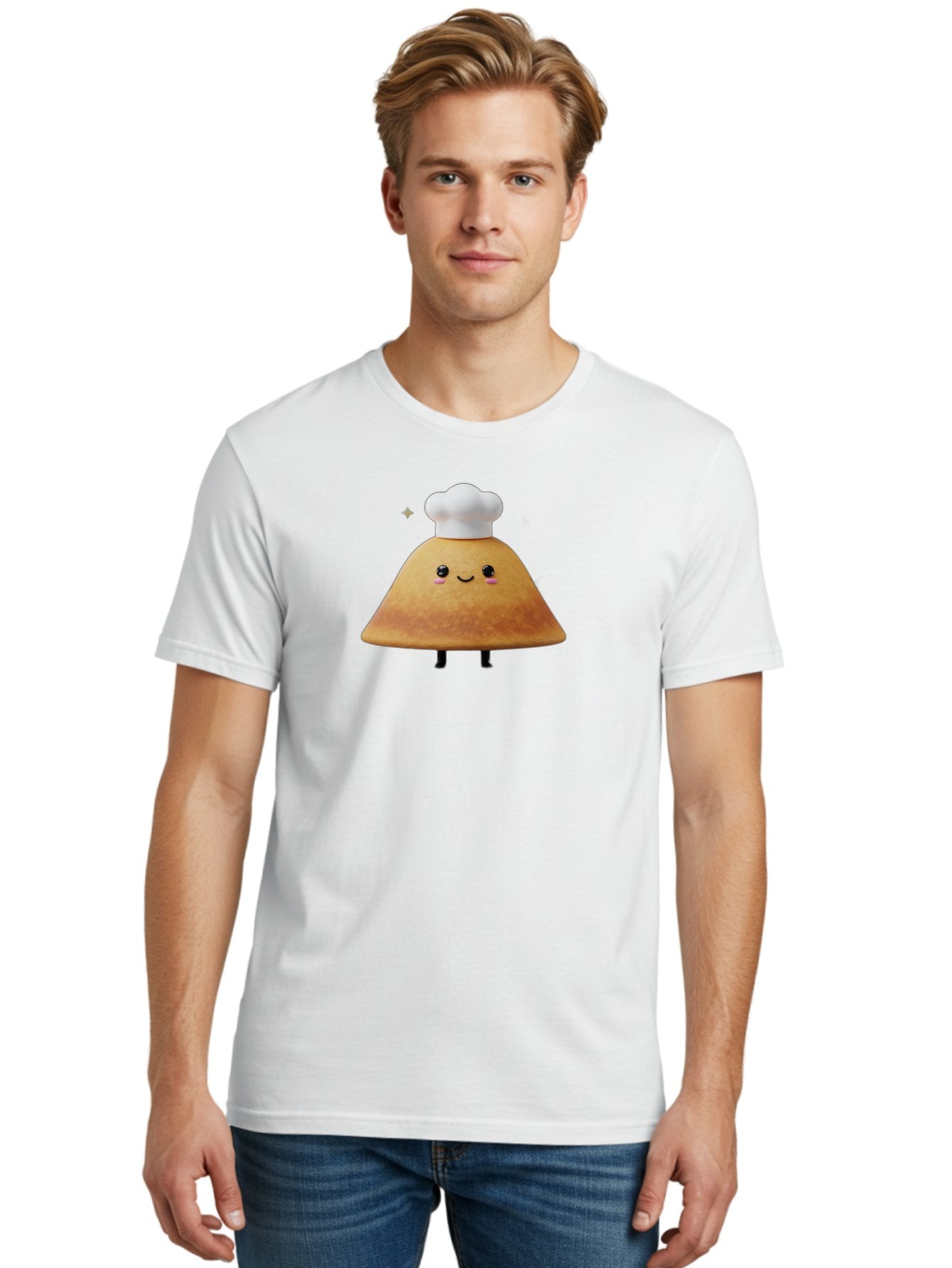 Crepe Men'S Graphic Tee, 100% Cotton, Comfortable Casual Summer Wear, Machine Washable, Crepe With Chef Hat, Cartoon Food, Adorable Character, Smiling Face, Cute Animation, French Cuisine, Sweet Treat, Foodie Fun, Animated Delight, Baa416 22
