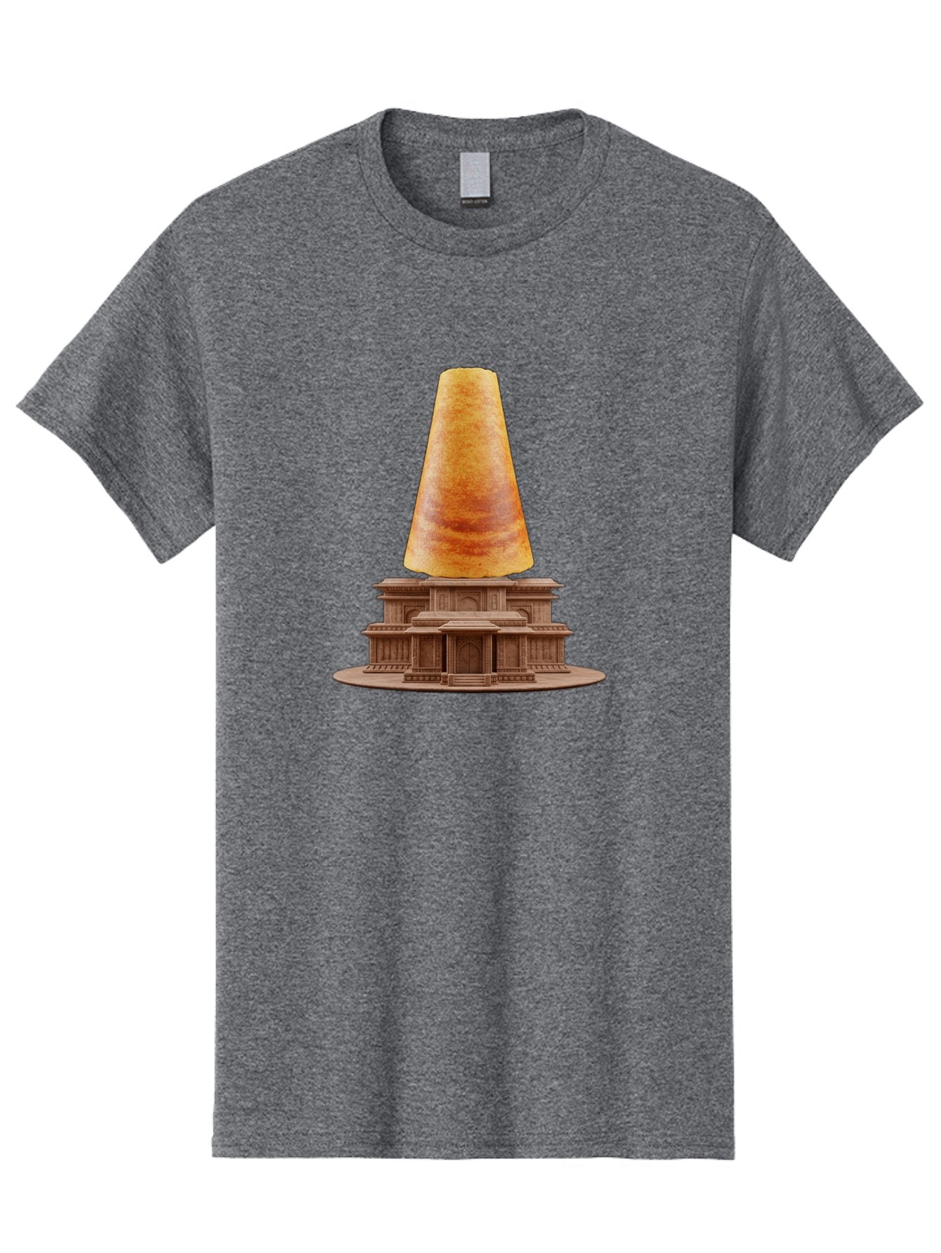 Croissant-On-Monument Men'S Graphic Tee, 100% Cotton, Comfortable Casual Summer Wear, Machine Washable, Tortilla On Building, Food Art, Creative Sculpture, Humorous Display, Unusual Architecture, Quirky Design, Funny Meme, Satirical Art Baa418 15
