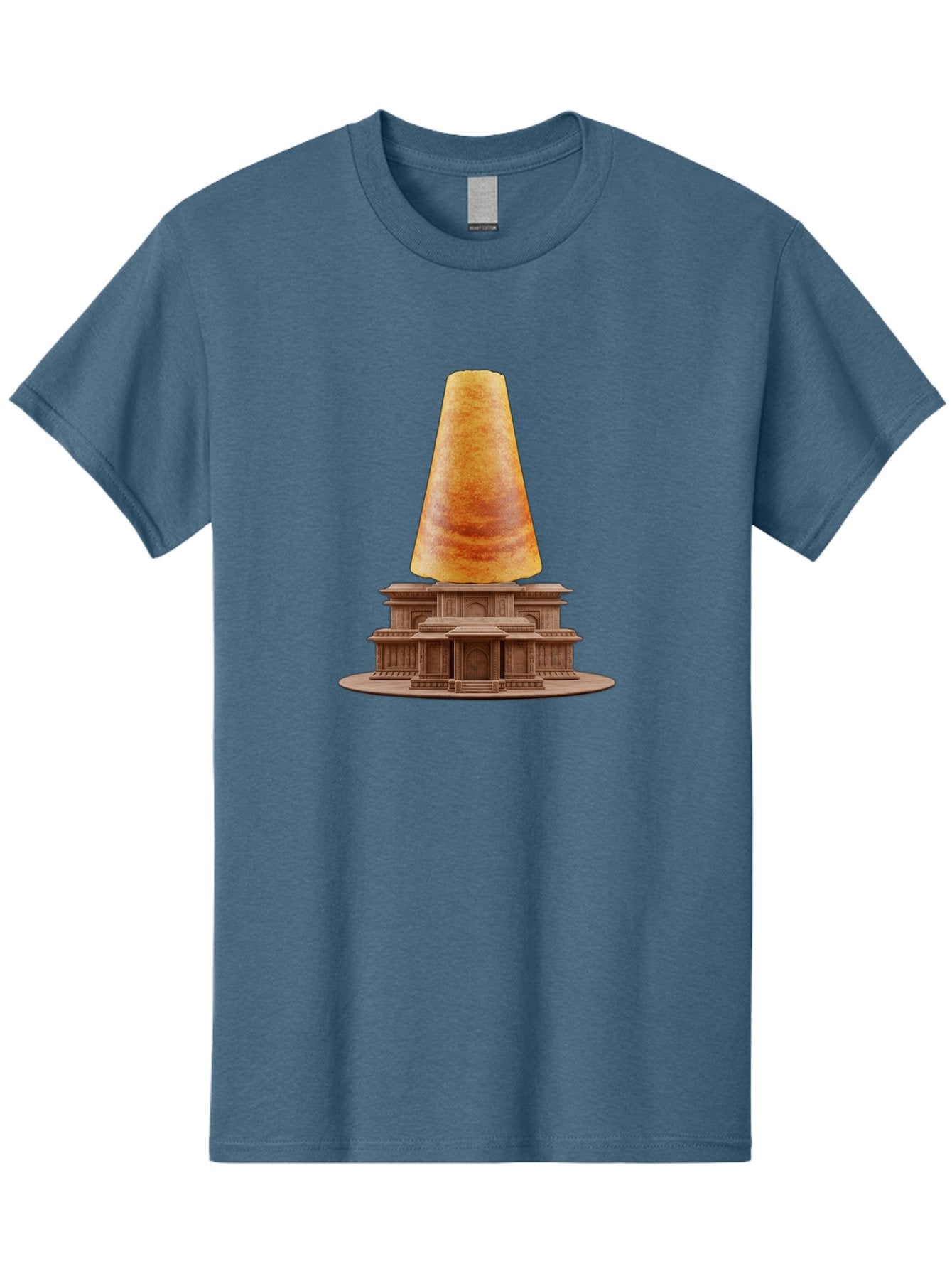 Croissant-On-Monument Men'S Graphic Tee, 100% Cotton, Comfortable Casual Summer Wear, Machine Washable, Tortilla On Building, Food Art, Creative Sculpture, Humorous Display, Unusual Architecture, Quirky Design, Funny Meme, Satirical Art Baa418 4