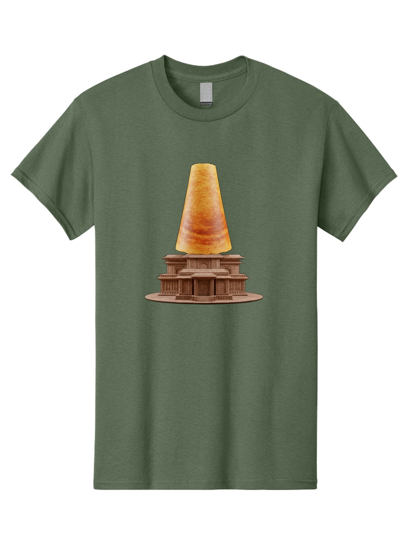 Croissant-On-Monument Men'S Graphic Tee, 100% Cotton, Comfortable Casual Summer Wear, Machine Washable, Tortilla On Building, Food Art, Creative Sculpture, Humorous Display, Unusual Architecture, Quirky Design, Funny Meme, Satirical Art Baa418 12