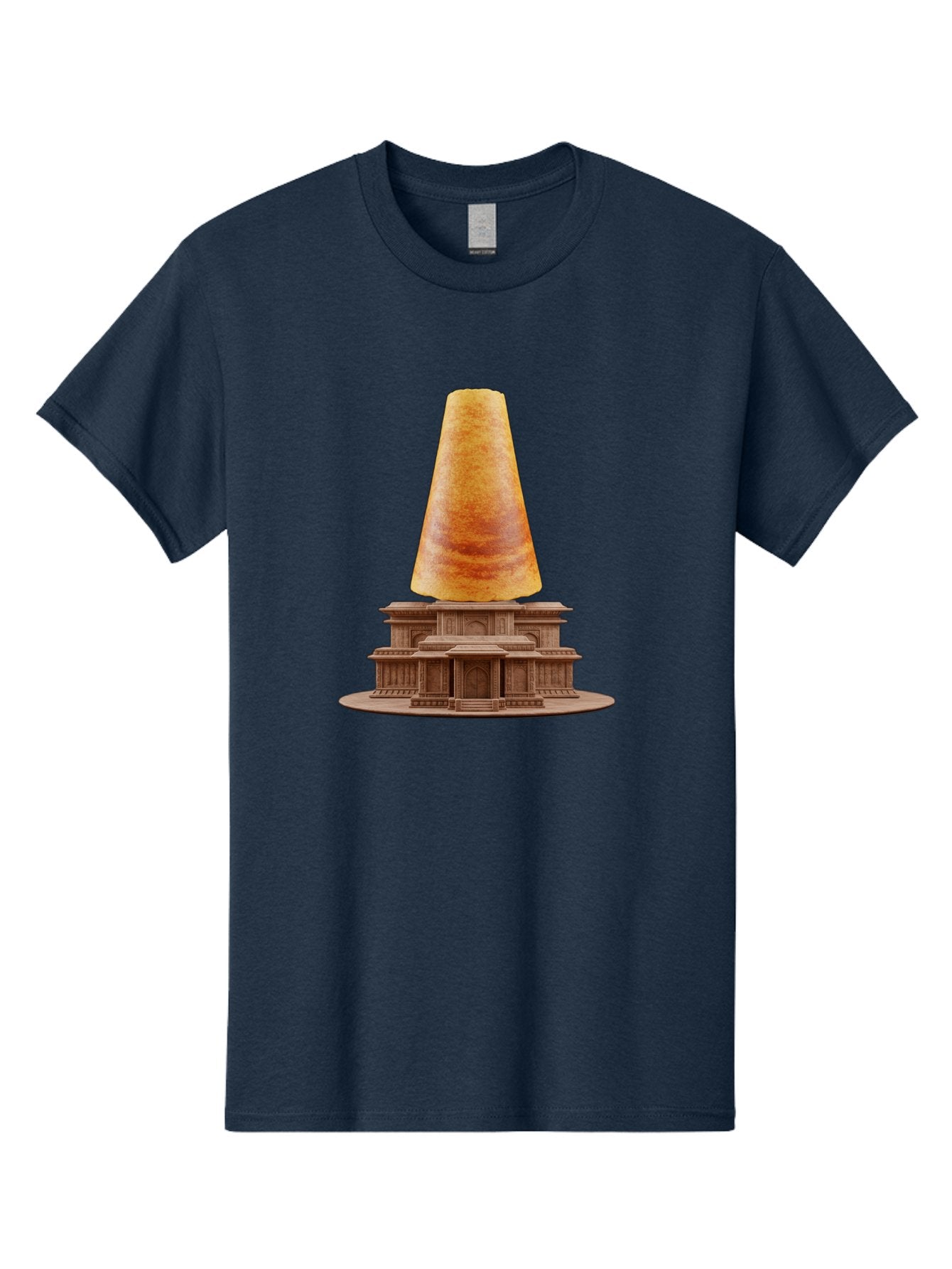 Croissant-On-Monument Men'S Graphic Tee, 100% Cotton, Comfortable Casual Summer Wear, Machine Washable, Tortilla On Building, Food Art, Creative Sculpture, Humorous Display, Unusual Architecture, Quirky Design, Funny Meme, Satirical Art Baa418 13