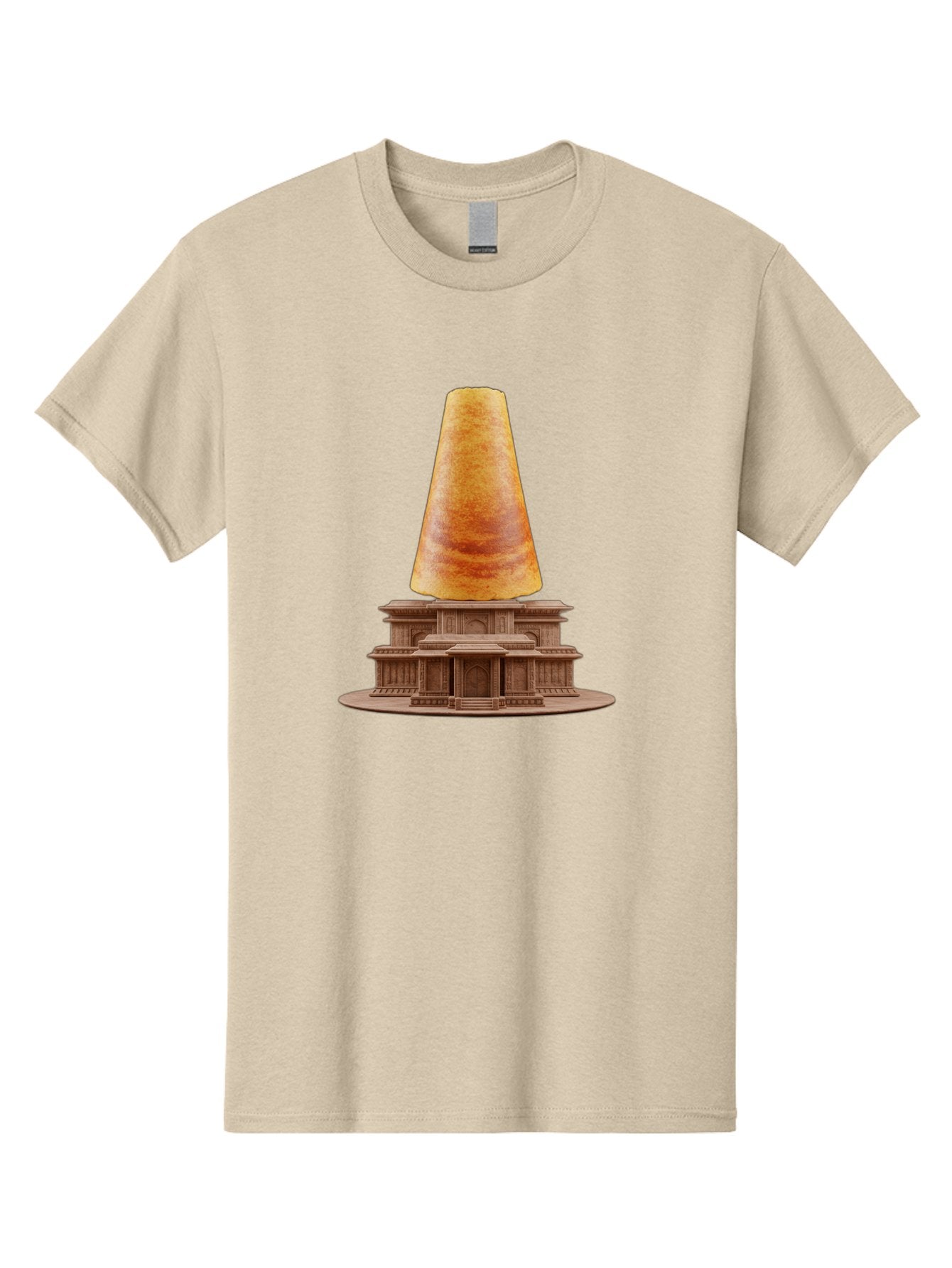 Croissant-On-Monument Men'S Graphic Tee, 100% Cotton, Comfortable Casual Summer Wear, Machine Washable, Tortilla On Building, Food Art, Creative Sculpture, Humorous Display, Unusual Architecture, Quirky Design, Funny Meme, Satirical Art Baa418 11