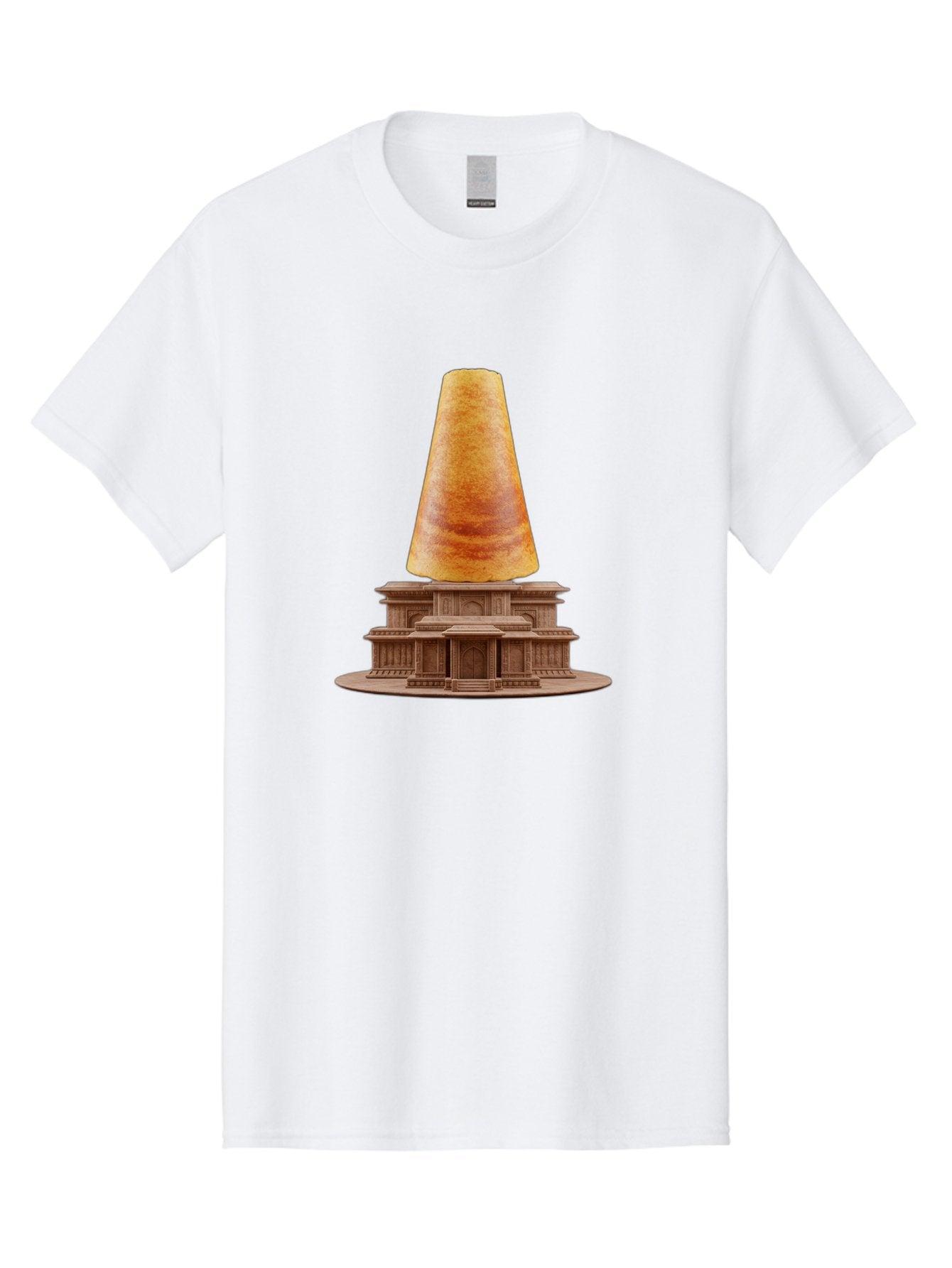 Croissant-On-Monument Men'S Graphic Tee, 100% Cotton, Comfortable Casual Summer Wear, Machine Washable, Tortilla On Building, Food Art, Creative Sculpture, Humorous Display, Unusual Architecture, Quirky Design, Funny Meme, Satirical Art Baa418 8