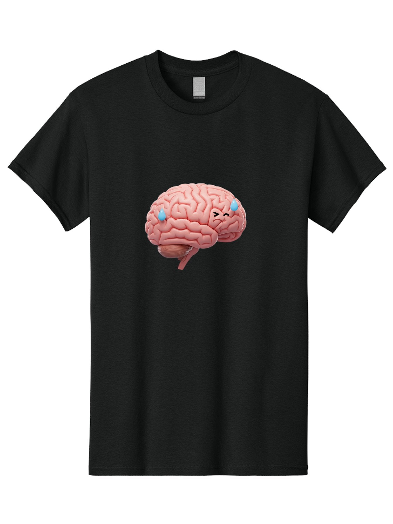 Crying-Brain Men'S Graphic Tee, 100% Cotton, Comfortable Casual Summer Wear, Machine Washable, Human Brain, Sad Face, Blue Tears, Brain Exhaustion, Mental Fatigue, Emotional Stress, Crying Brain, Anxiety, Stress Response Baa421 10
