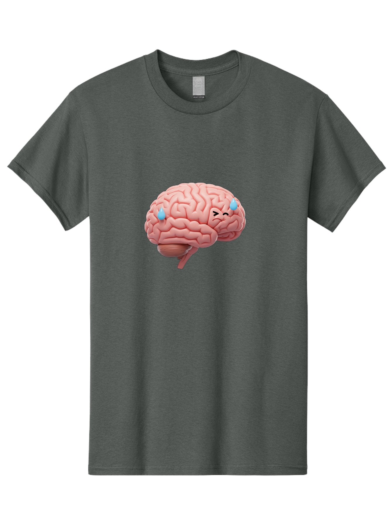 Crying-Brain Men'S Graphic Tee, 100% Cotton, Comfortable Casual Summer Wear, Machine Washable, Human Brain, Sad Face, Blue Tears, Brain Exhaustion, Mental Fatigue, Emotional Stress, Crying Brain, Anxiety, Stress Response Baa421 13