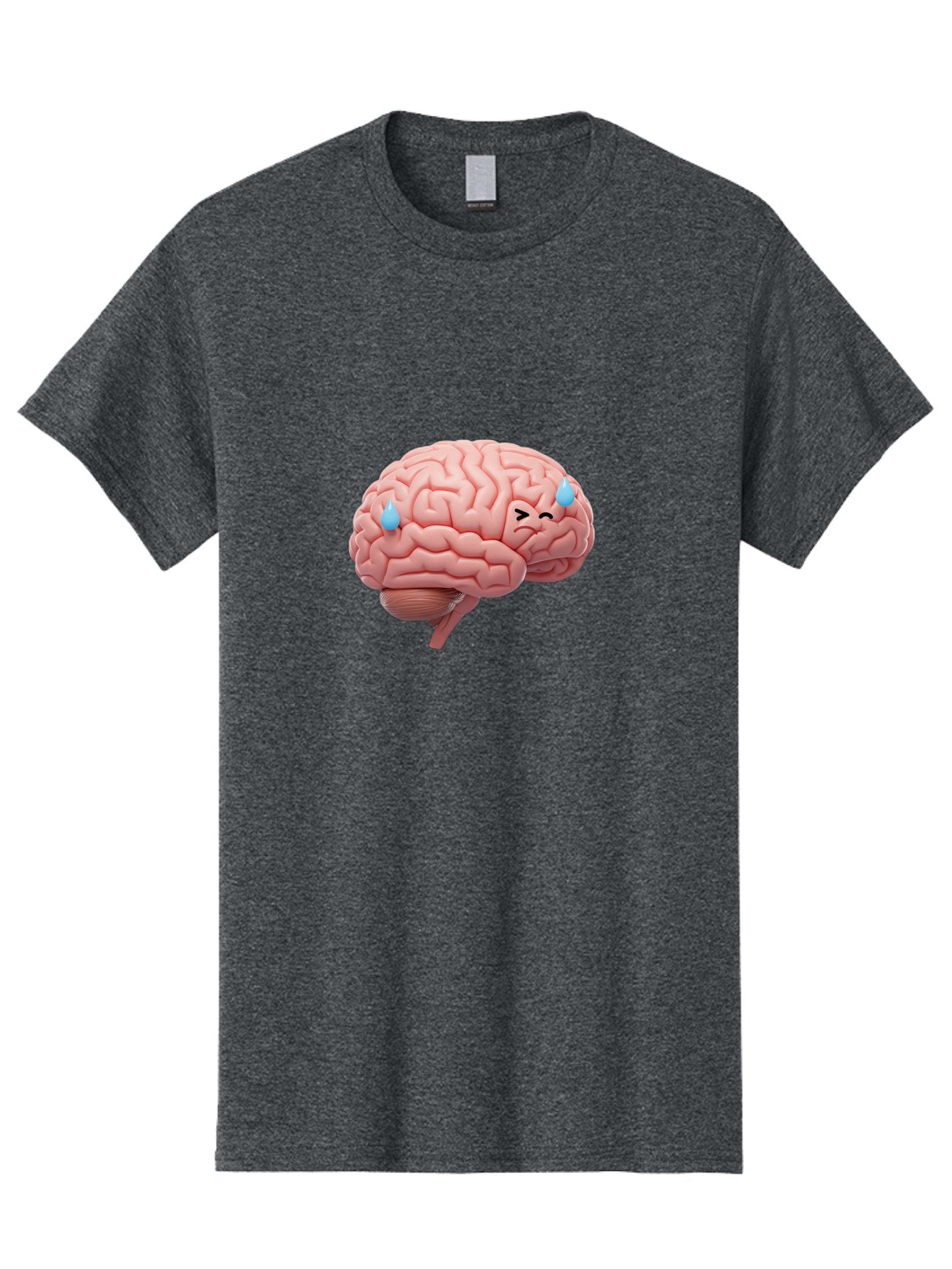 Crying-Brain Men'S Graphic Tee, 100% Cotton, Comfortable Casual Summer Wear, Machine Washable, Human Brain, Sad Face, Blue Tears, Brain Exhaustion, Mental Fatigue, Emotional Stress, Crying Brain, Anxiety, Stress Response Baa421 3
