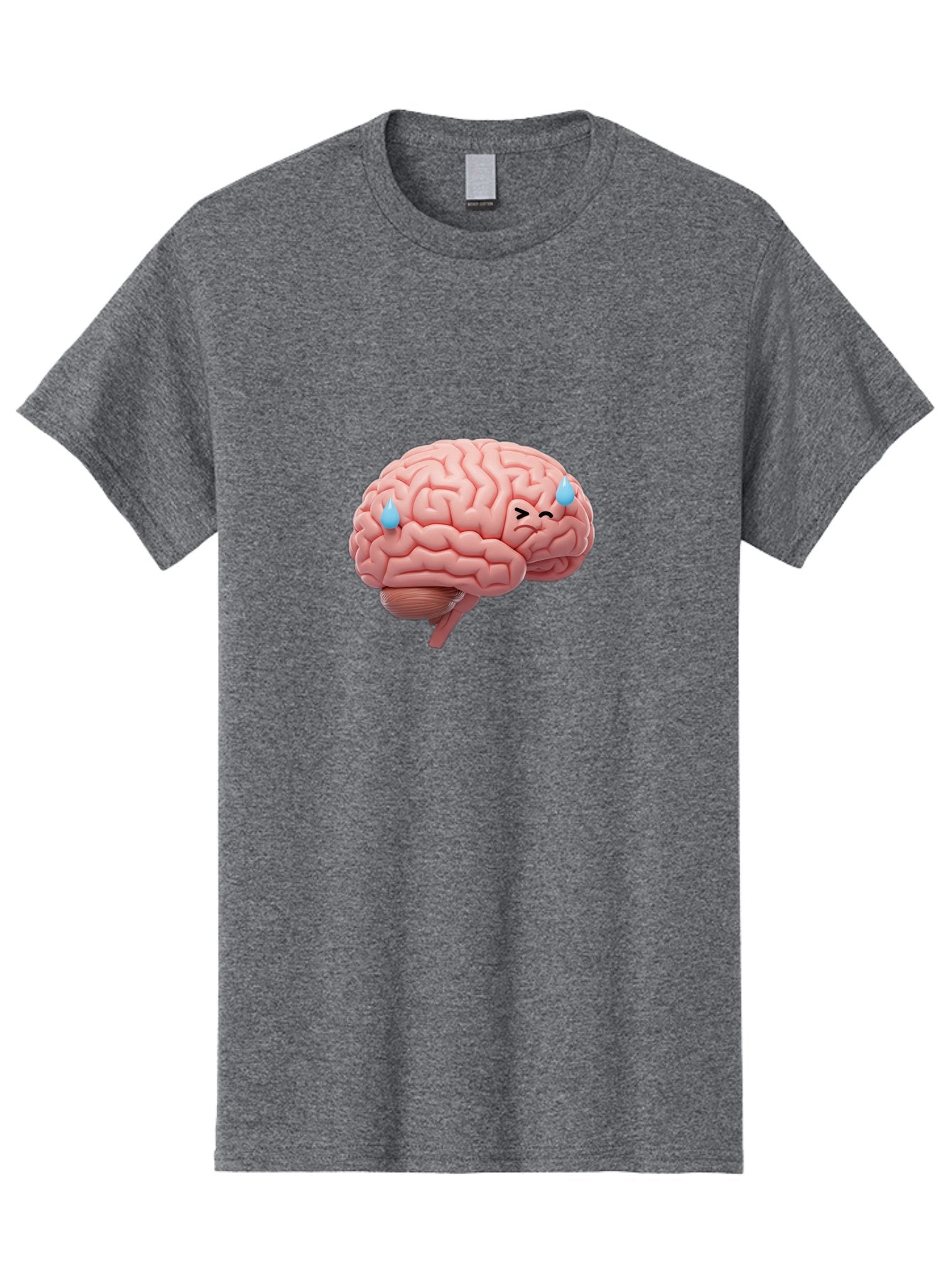 Crying-Brain Men'S Graphic Tee, 100% Cotton, Comfortable Casual Summer Wear, Machine Washable, Human Brain, Sad Face, Blue Tears, Brain Exhaustion, Mental Fatigue, Emotional Stress, Crying Brain, Anxiety, Stress Response Baa421 11