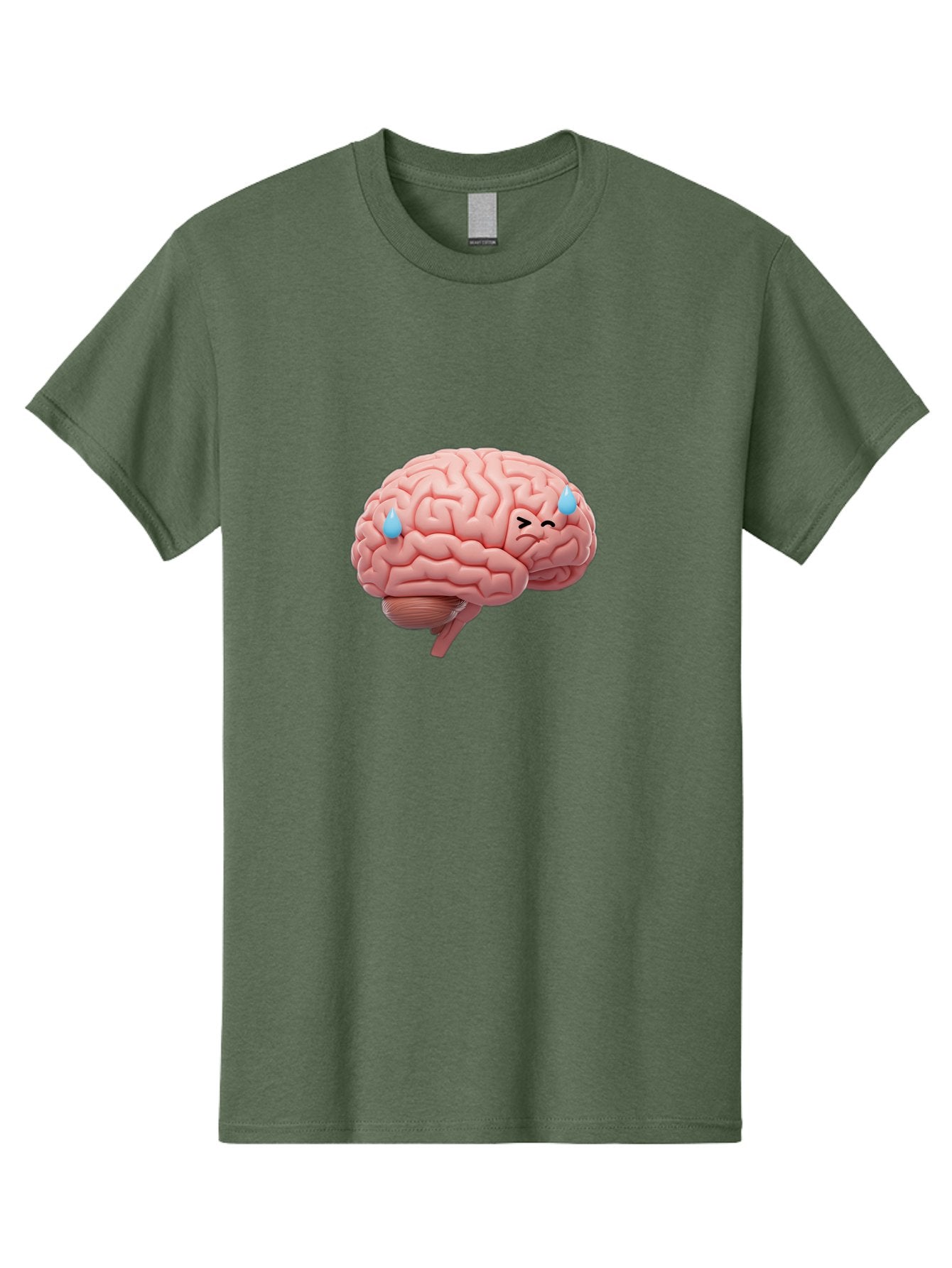 Crying-Brain Men'S Graphic Tee, 100% Cotton, Comfortable Casual Summer Wear, Machine Washable, Human Brain, Sad Face, Blue Tears, Brain Exhaustion, Mental Fatigue, Emotional Stress, Crying Brain, Anxiety, Stress Response Baa421 4