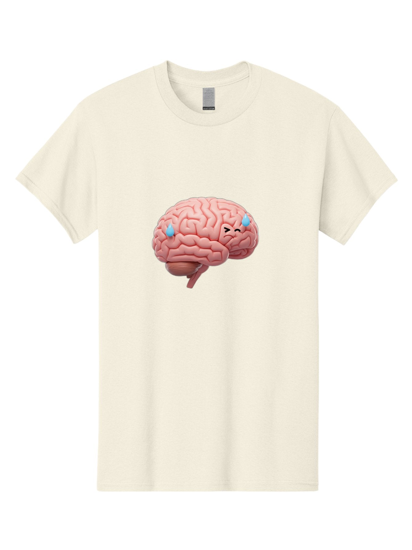 Crying-Brain Men'S Graphic Tee, 100% Cotton, Comfortable Casual Summer Wear, Machine Washable, Human Brain, Sad Face, Blue Tears, Brain Exhaustion, Mental Fatigue, Emotional Stress, Crying Brain, Anxiety, Stress Response Baa421 6