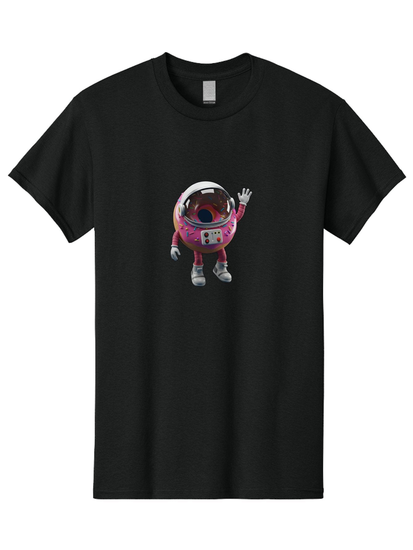 Cupcake-Astronaut Men'S Graphic Tee, 100% Cotton, Comfortable Casual Summer Wear, Machine Washable, Pink Donut Astronaut, Donut Character, Astronaut Costume, Sprinkles Decoration, Futuristic Space Suit, Hello Gesture, Donut Themed, Baa424 8