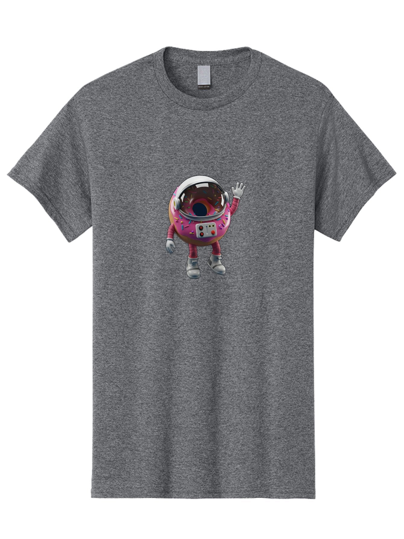 Cupcake-Astronaut Men'S Graphic Tee, 100% Cotton, Comfortable Casual Summer Wear, Machine Washable, Pink Donut Astronaut, Donut Character, Astronaut Costume, Sprinkles Decoration, Futuristic Space Suit, Hello Gesture, Donut Themed, Baa424 14