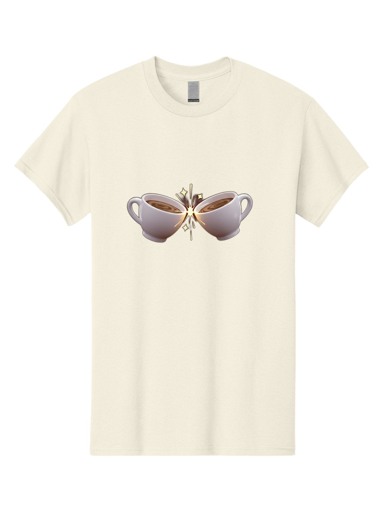 Cups-Cheering Men'S Graphic Tee, 100% Cotton, Comfortable Casual Summer Wear, Machine Washable, Coffee Cups Clinking, Frothy Coffee, Warm Beverage, Social Gathering, Friendship, Toast, Celebration, Coffee Culture, Caffeine Baa426