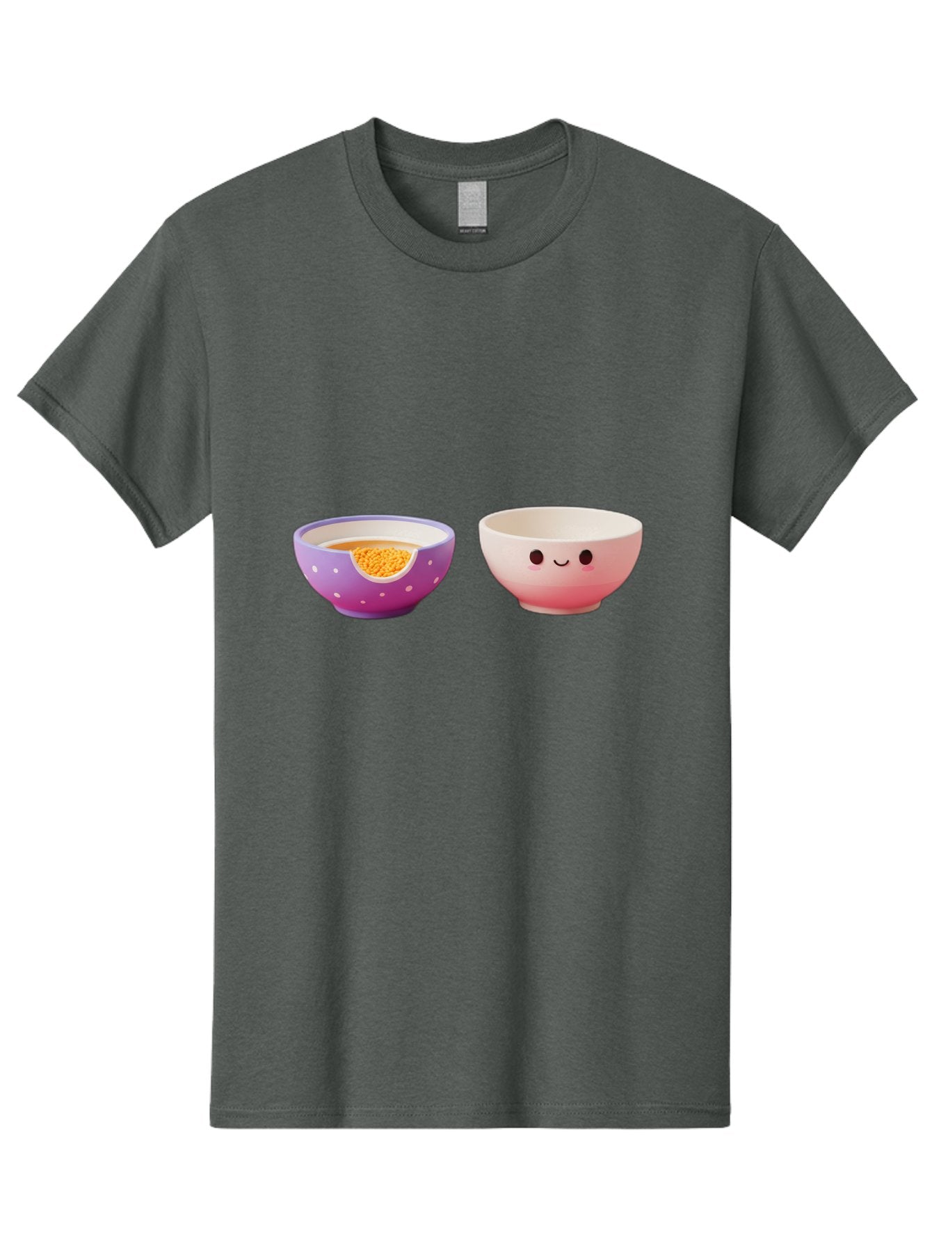Cute-Ceramic-Bowls Men'S Graphic Tee, 100% Cotton, Comfortable Casual Summer Wear, Machine Washable, Kawaii Bowls, Happy Face, Cartoon Design, Ceramic Bowls, Minimalist Art, Cute Kitchenware, Breakfast Bowls, Dessert Bowls, Funny Faces, Baa433 12