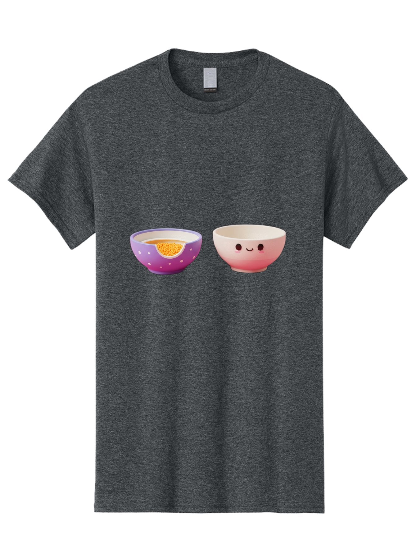Cute-Ceramic-Bowls Men'S Graphic Tee, 100% Cotton, Comfortable Casual Summer Wear, Machine Washable, Kawaii Bowls, Happy Face, Cartoon Design, Ceramic Bowls, Minimalist Art, Cute Kitchenware, Breakfast Bowls, Dessert Bowls, Funny Faces, Baa433 11