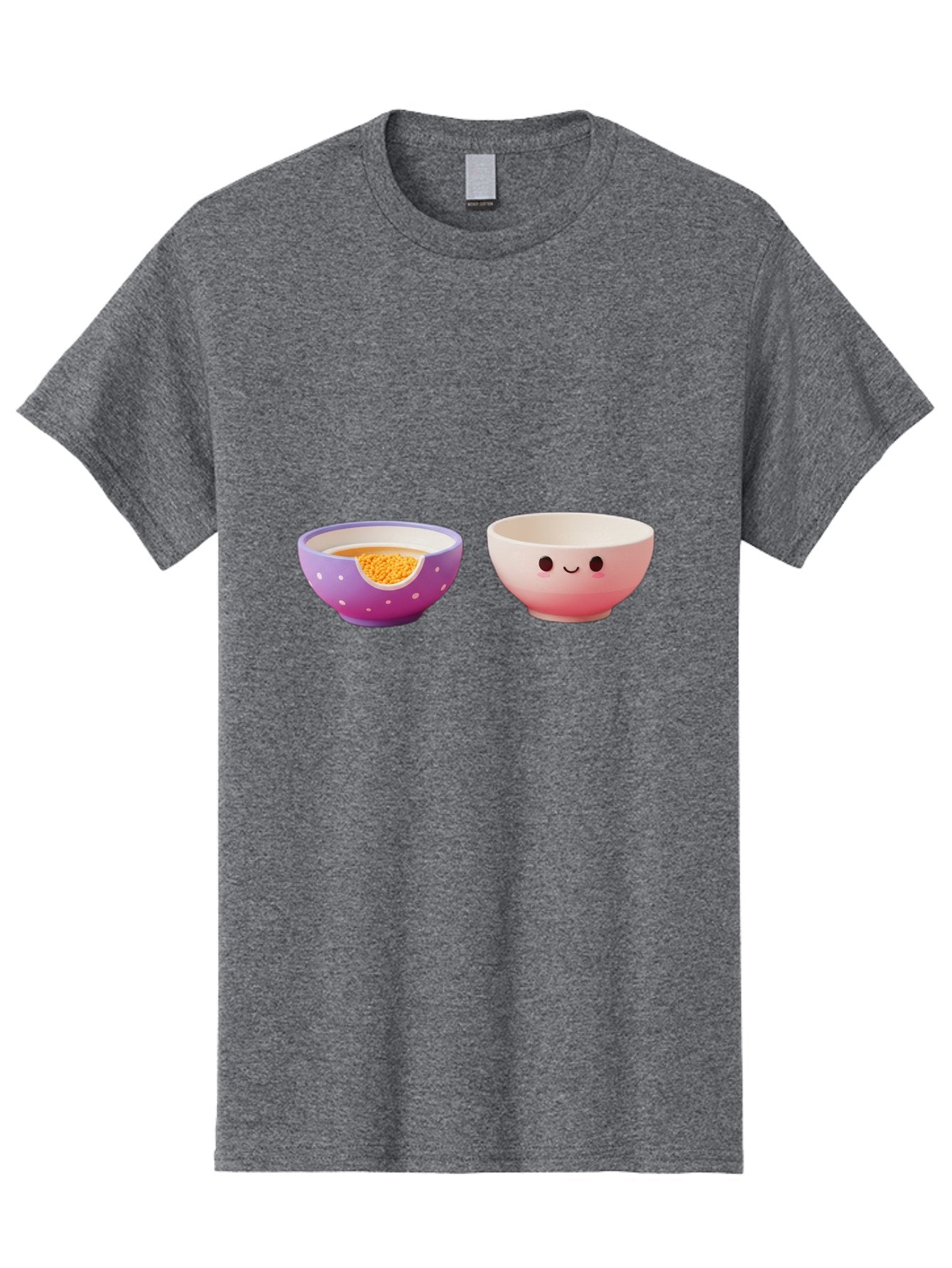 Cute-Ceramic-Bowls Men'S Graphic Tee, 100% Cotton, Comfortable Casual Summer Wear, Machine Washable, Kawaii Bowls, Happy Face, Cartoon Design, Ceramic Bowls, Minimalist Art, Cute Kitchenware, Breakfast Bowls, Dessert Bowls, Funny Faces, Baa433 3