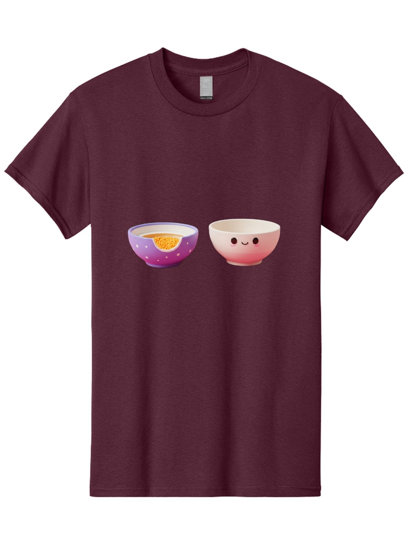 Cute-Ceramic-Bowls Men'S Graphic Tee, 100% Cotton, Comfortable Casual Summer Wear, Machine Washable, Kawaii Bowls, Happy Face, Cartoon Design, Ceramic Bowls, Minimalist Art, Cute Kitchenware, Breakfast Bowls, Dessert Bowls, Funny Faces, Baa433 10