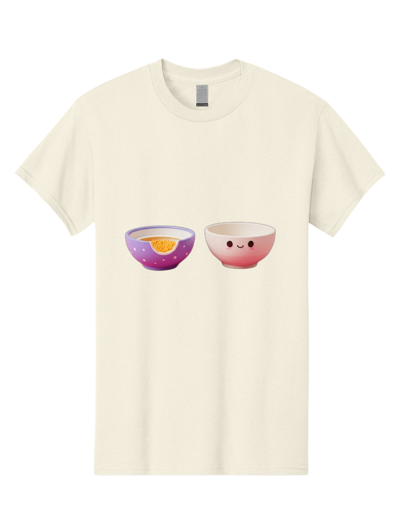 Cute-Ceramic-Bowls Men'S Graphic Tee, 100% Cotton, Comfortable Casual Summer Wear, Machine Washable, Kawaii Bowls, Happy Face, Cartoon Design, Ceramic Bowls, Minimalist Art, Cute Kitchenware, Breakfast Bowls, Dessert Bowls, Funny Faces, Baa433 4