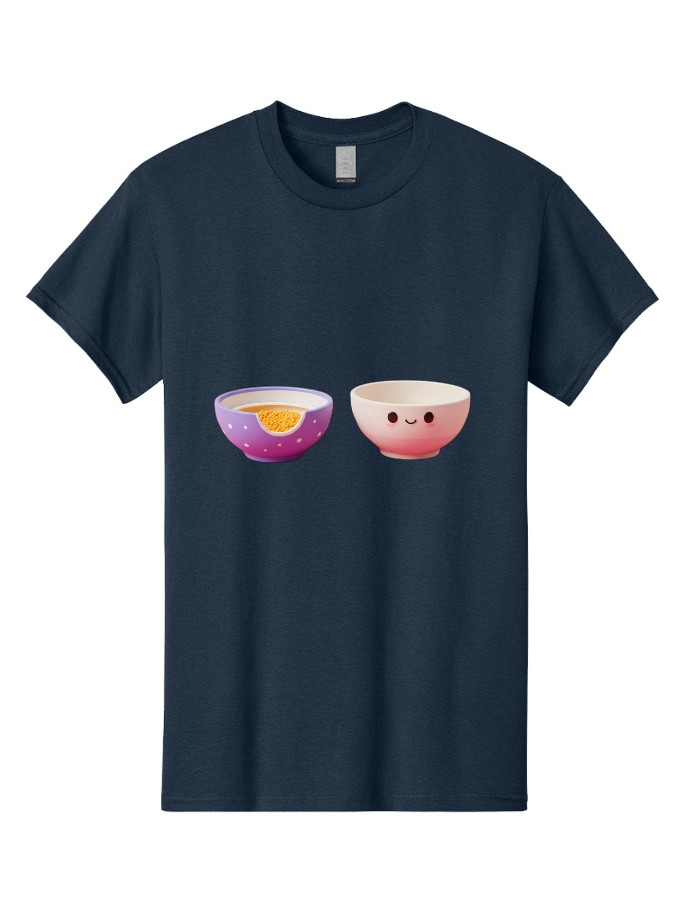 Cute-Ceramic-Bowls Men'S Graphic Tee, 100% Cotton, Comfortable Casual Summer Wear, Machine Washable, Kawaii Bowls, Happy Face, Cartoon Design, Ceramic Bowls, Minimalist Art, Cute Kitchenware, Breakfast Bowls, Dessert Bowls, Funny Faces, Baa433 13