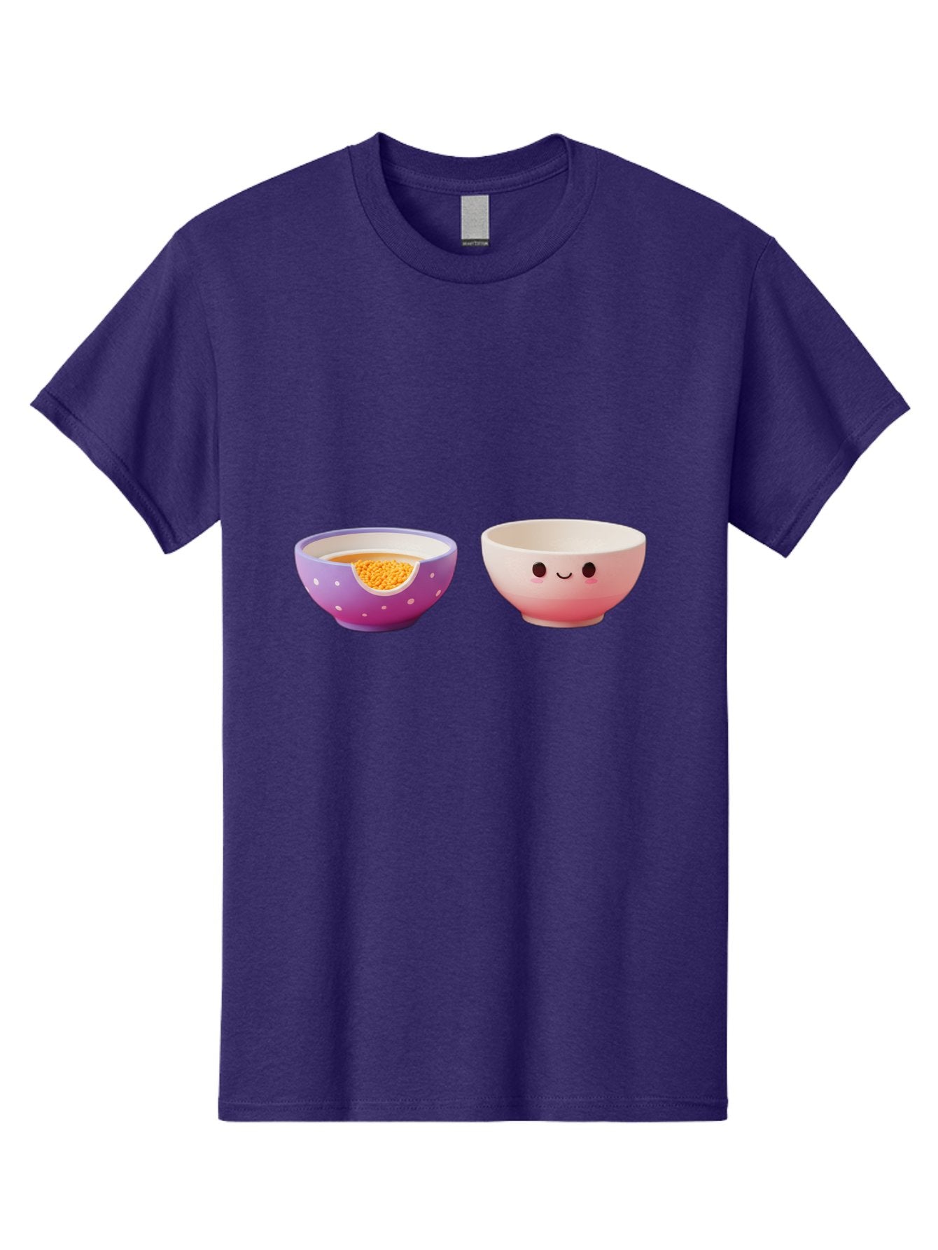 Cute-Ceramic-Bowls Men'S Graphic Tee, 100% Cotton, Comfortable Casual Summer Wear, Machine Washable, Kawaii Bowls, Happy Face, Cartoon Design, Ceramic Bowls, Minimalist Art, Cute Kitchenware, Breakfast Bowls, Dessert Bowls, Funny Faces, Baa433