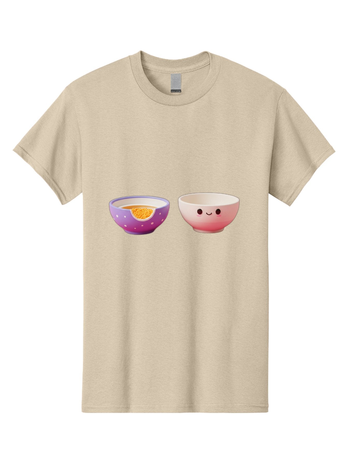 Cute-Ceramic-Bowls Men'S Graphic Tee, 100% Cotton, Comfortable Casual Summer Wear, Machine Washable, Kawaii Bowls, Happy Face, Cartoon Design, Ceramic Bowls, Minimalist Art, Cute Kitchenware, Breakfast Bowls, Dessert Bowls, Funny Faces, Baa433 14