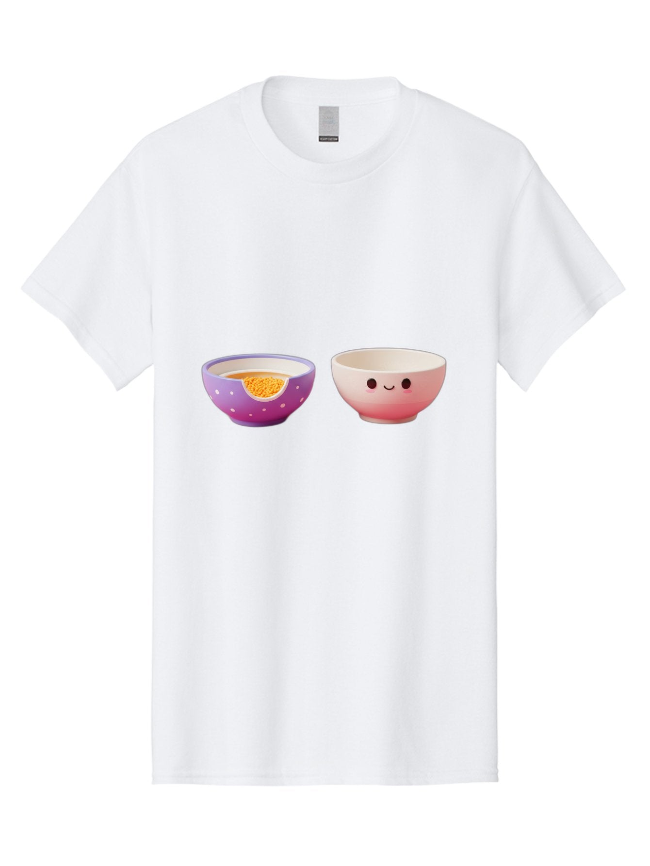 Cute-Ceramic-Bowls Men'S Graphic Tee, 100% Cotton, Comfortable Casual Summer Wear, Machine Washable, Kawaii Bowls, Happy Face, Cartoon Design, Ceramic Bowls, Minimalist Art, Cute Kitchenware, Breakfast Bowls, Dessert Bowls, Funny Faces, Baa433 15